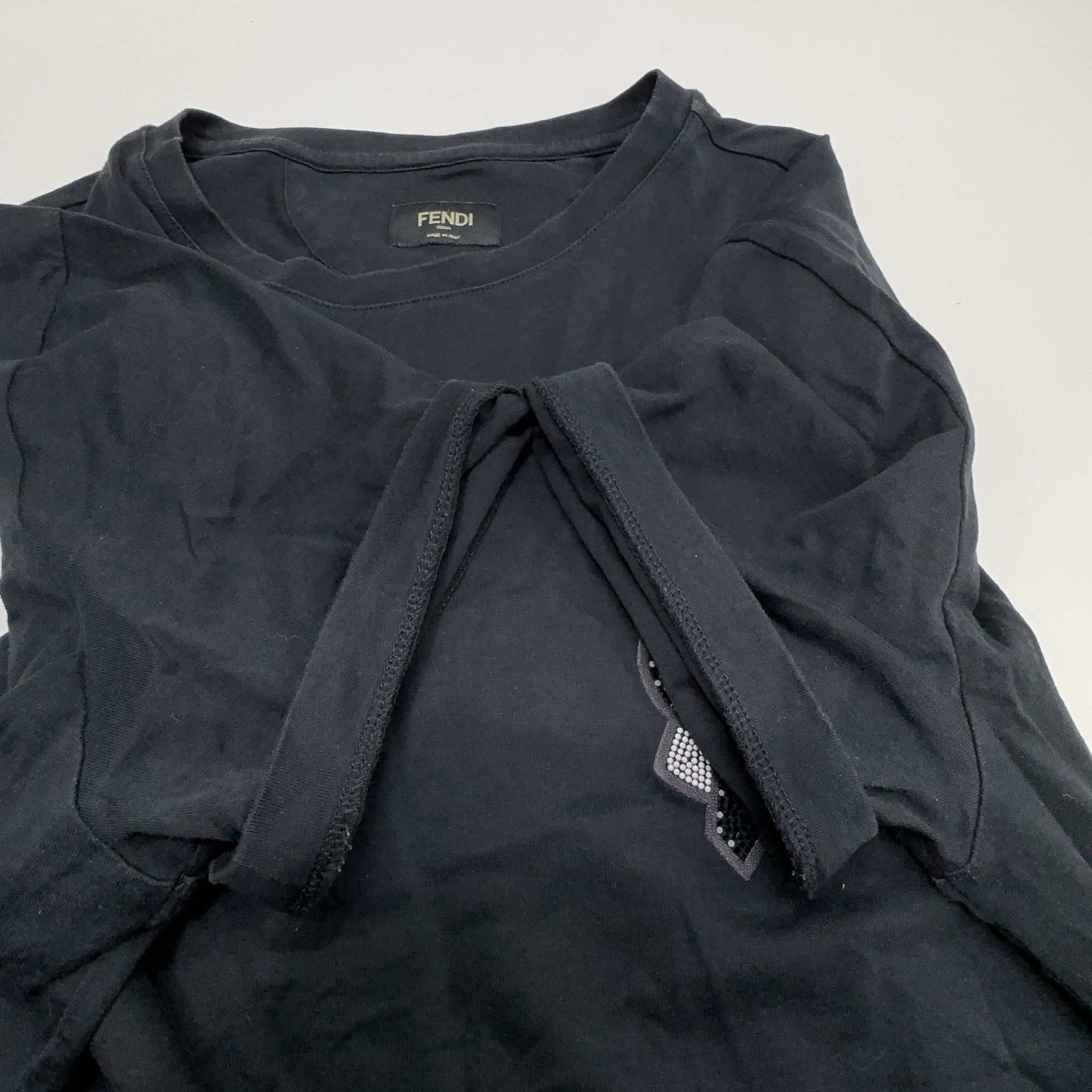 Fendi Fendi Karl Lagerfeld Crystal Logo T-Shirt Black Size M Size US M / EU 48-50 / 2 - 10 Thumbnail