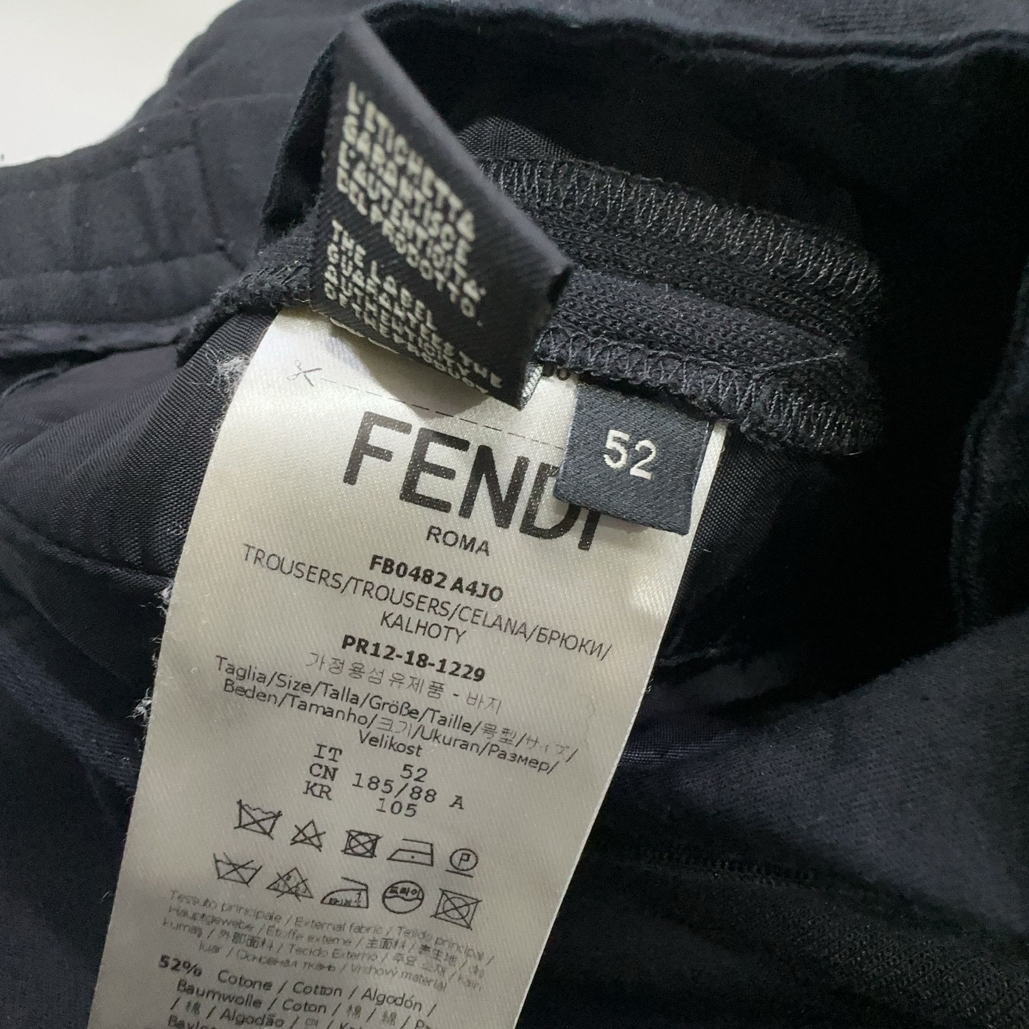 Fendi Fendi Logo Tape Joggers Black Size 52 Size US 36 / EU 52 - 4 Thumbnail
