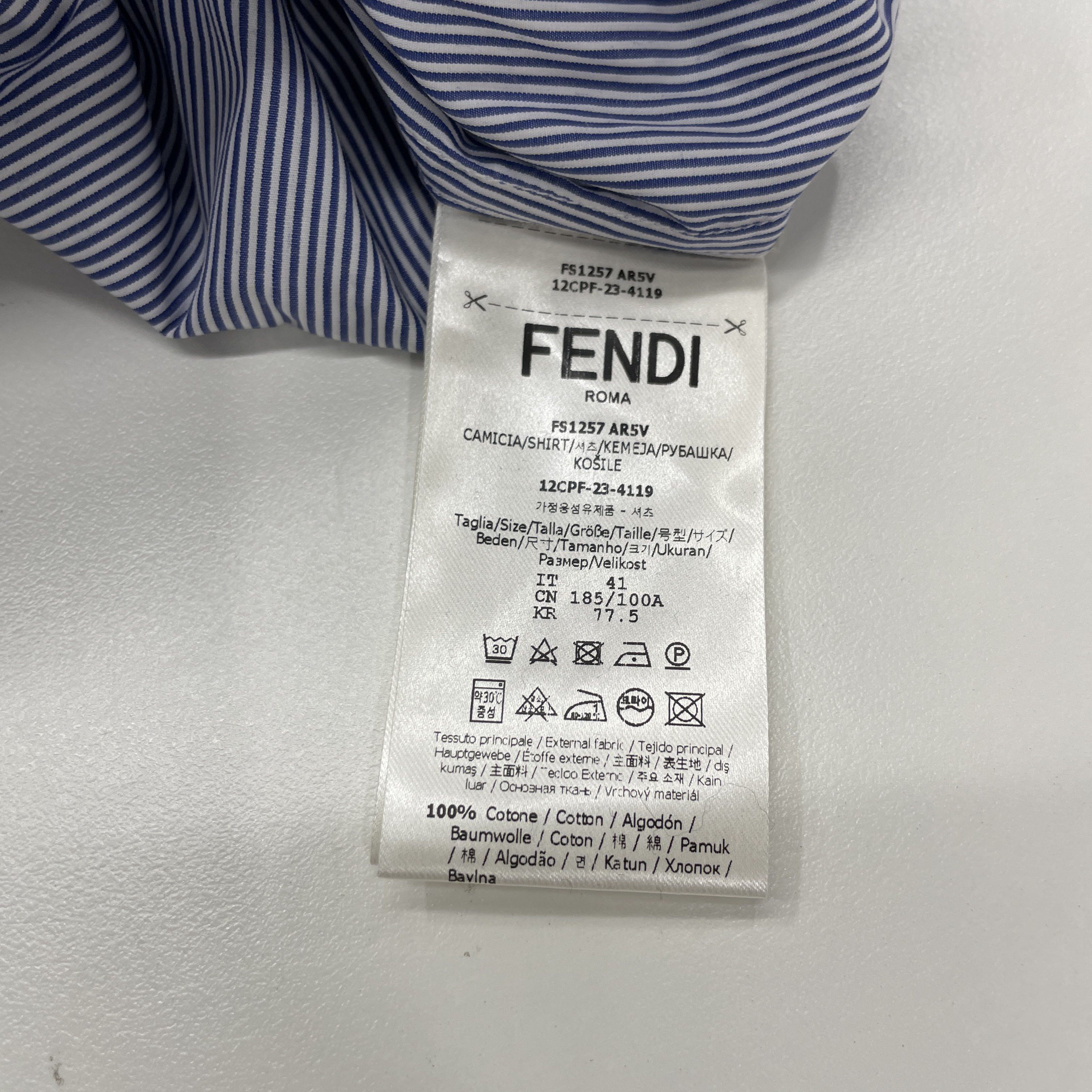 Fendi FENDI Striped Button Up Shirt Size L Size US L / EU 52-54 / 3 - 4 Thumbnail