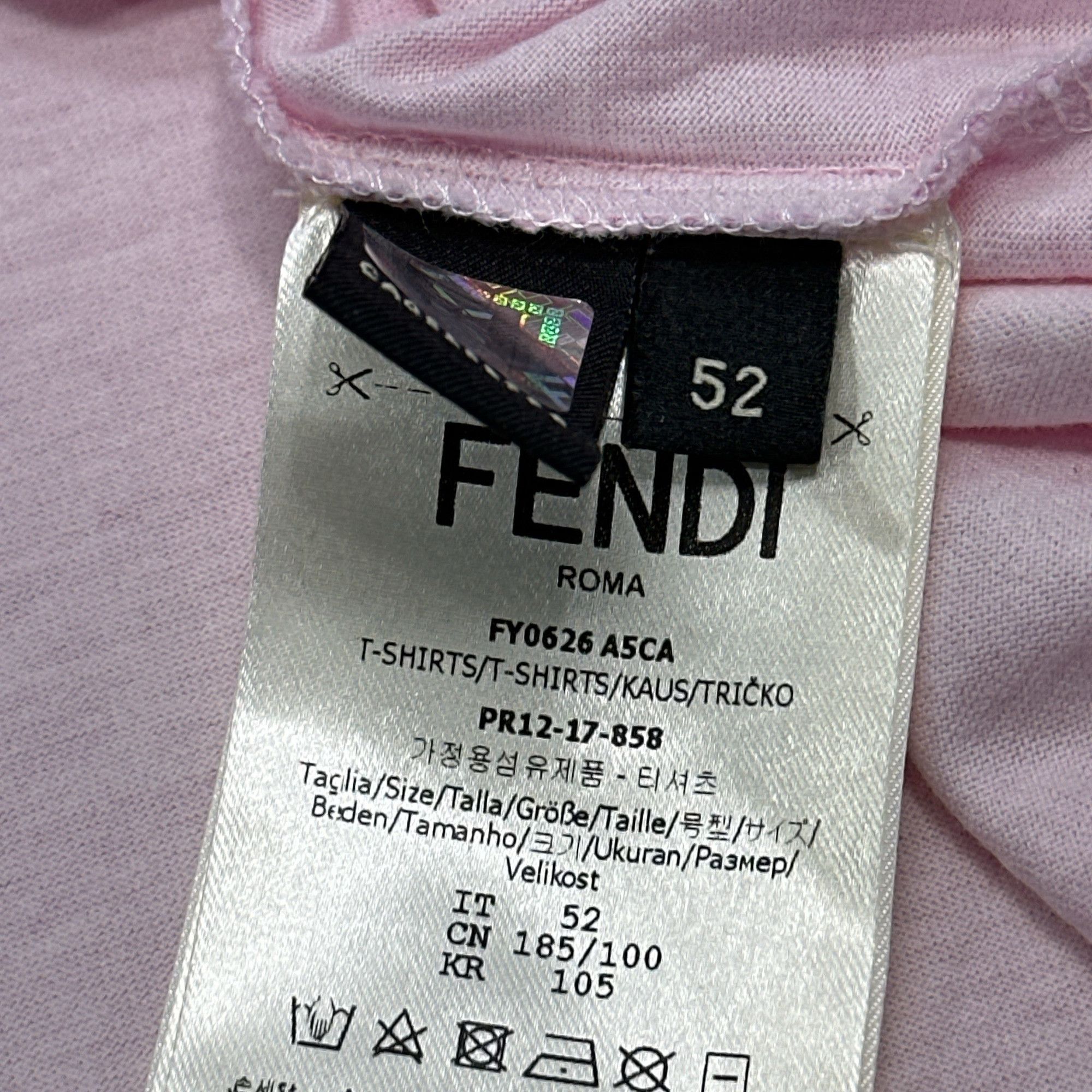 Fendi Fendi Pink Graphic Short Sleeve T-Shirt Size L Size US L / EU 52-54 / 3 - 5 Thumbnail