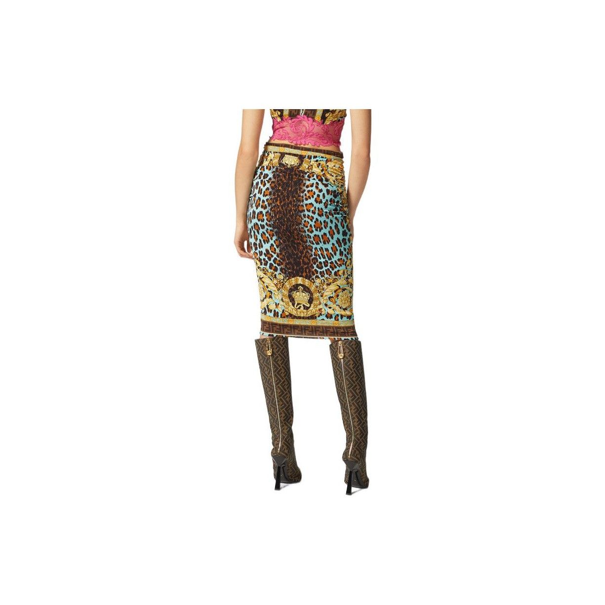 Fendi × Versace Fendi x Versace Baroque Animal Print Midi Skirt Size 40 Size 27" / US 4 / IT 40 - 8 Thumbnail