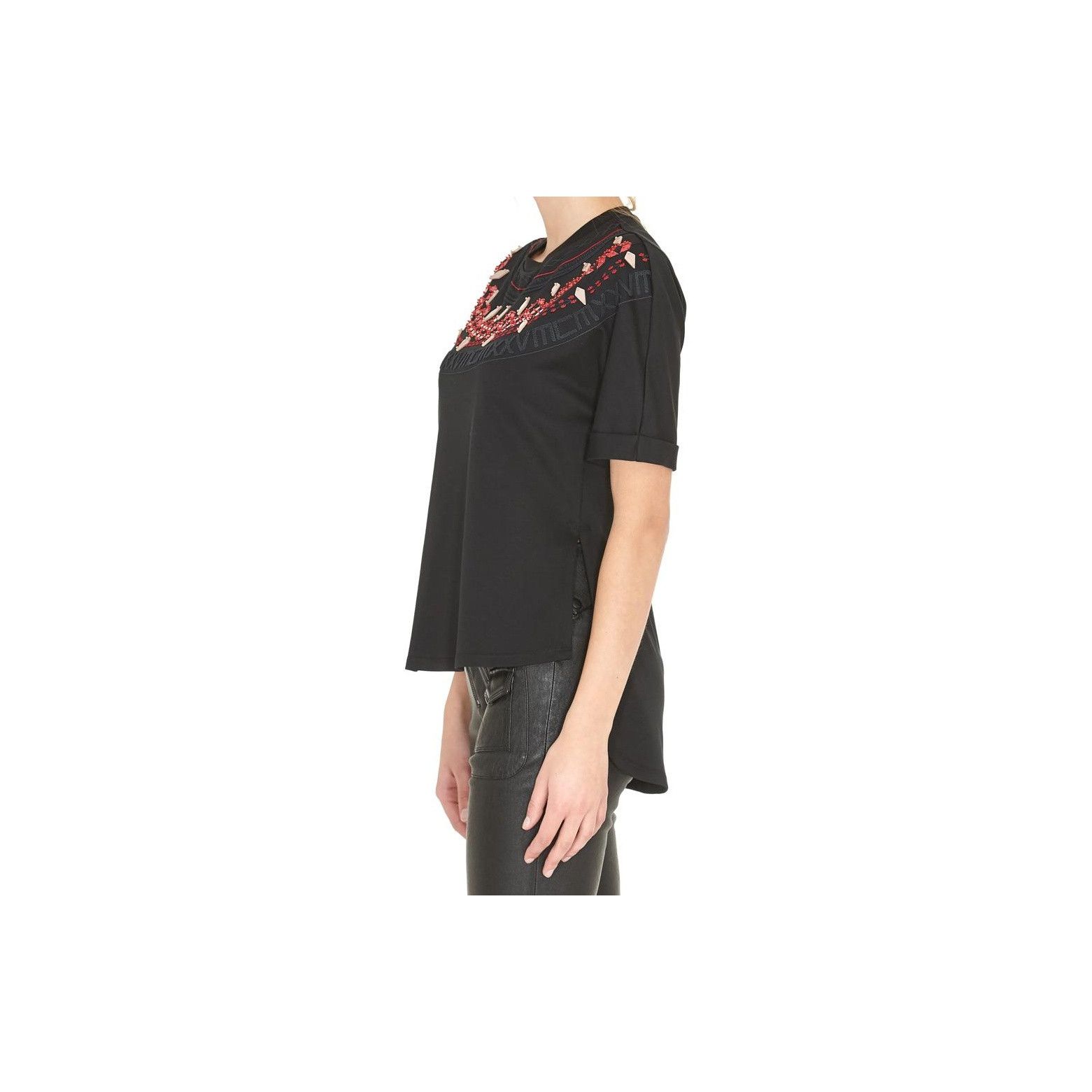 Fendi Fendi Embroidered Cotton T-Shirt Black Size IT 38 Size XS / US 0-2 / IT 36-38 - 8 Thumbnail