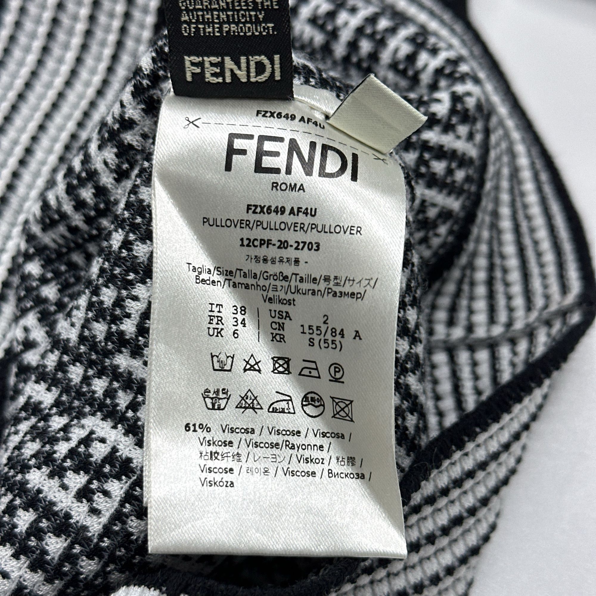Fendi Fendi FF Logo Knit Short Sleeve Sweater Size IT 38 Size XS / US 0-2 / IT 36-38 - 5 Thumbnail