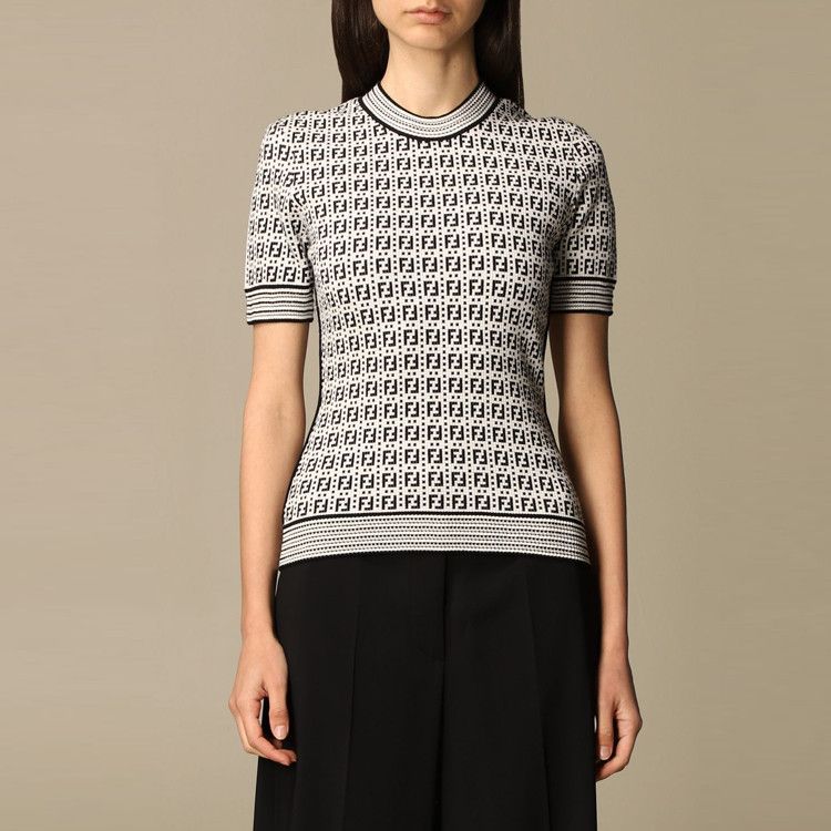 Fendi Fendi FF Logo Knit Short Sleeve Sweater Size IT 38 Size XS / US 0-2 / IT 36-38 - 8 Thumbnail