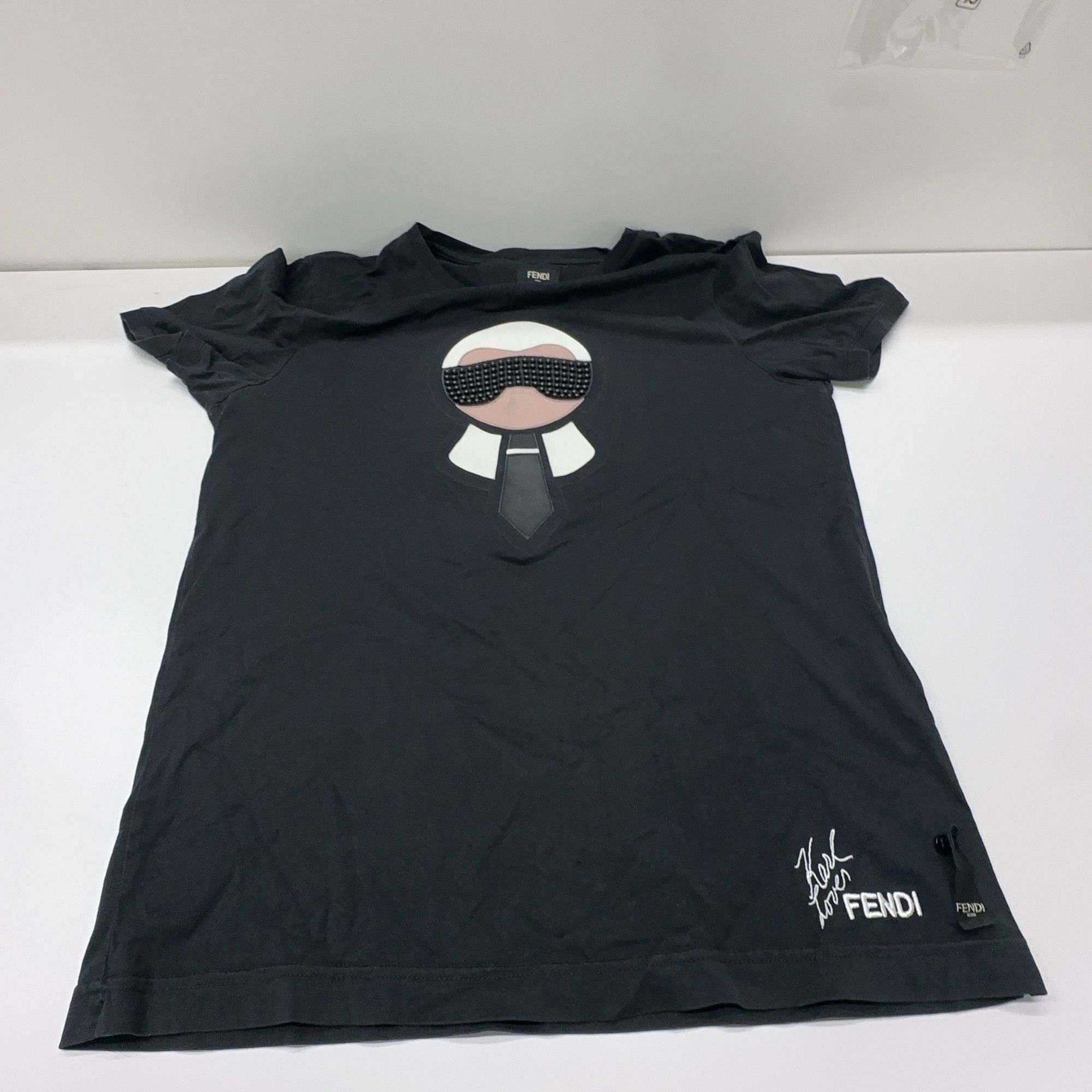 Fendi Fendi Karl Lagerfeld Studded Graphic T-Shirt Size M Size US M / EU 48-50 / 2 - 11 Thumbnail