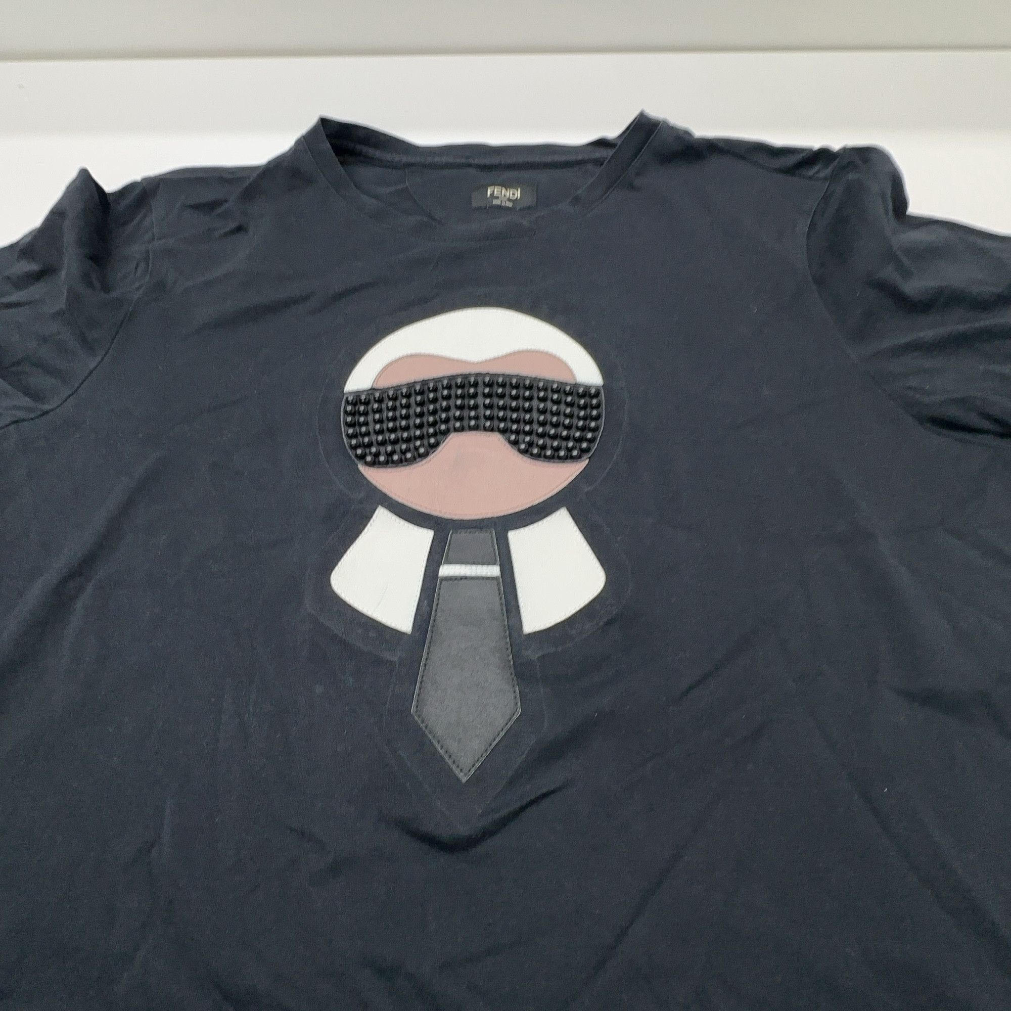 Fendi Fendi Karl Lagerfeld Studded Graphic T-Shirt Size M Size US M / EU 48-50 / 2 - 7 Thumbnail