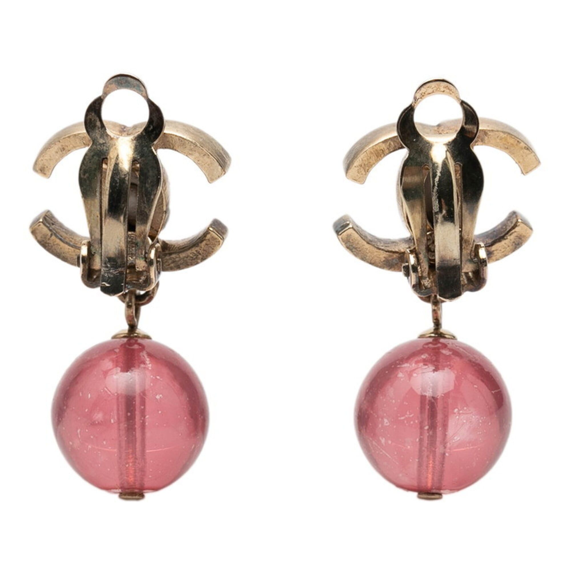 Chanel Chanel Coco Mark Swing Earrings, 10P Engraving, Gold, Pink Metal, Plastic, Women's CHANEL Size ONE SIZE - 2 Thumbnail