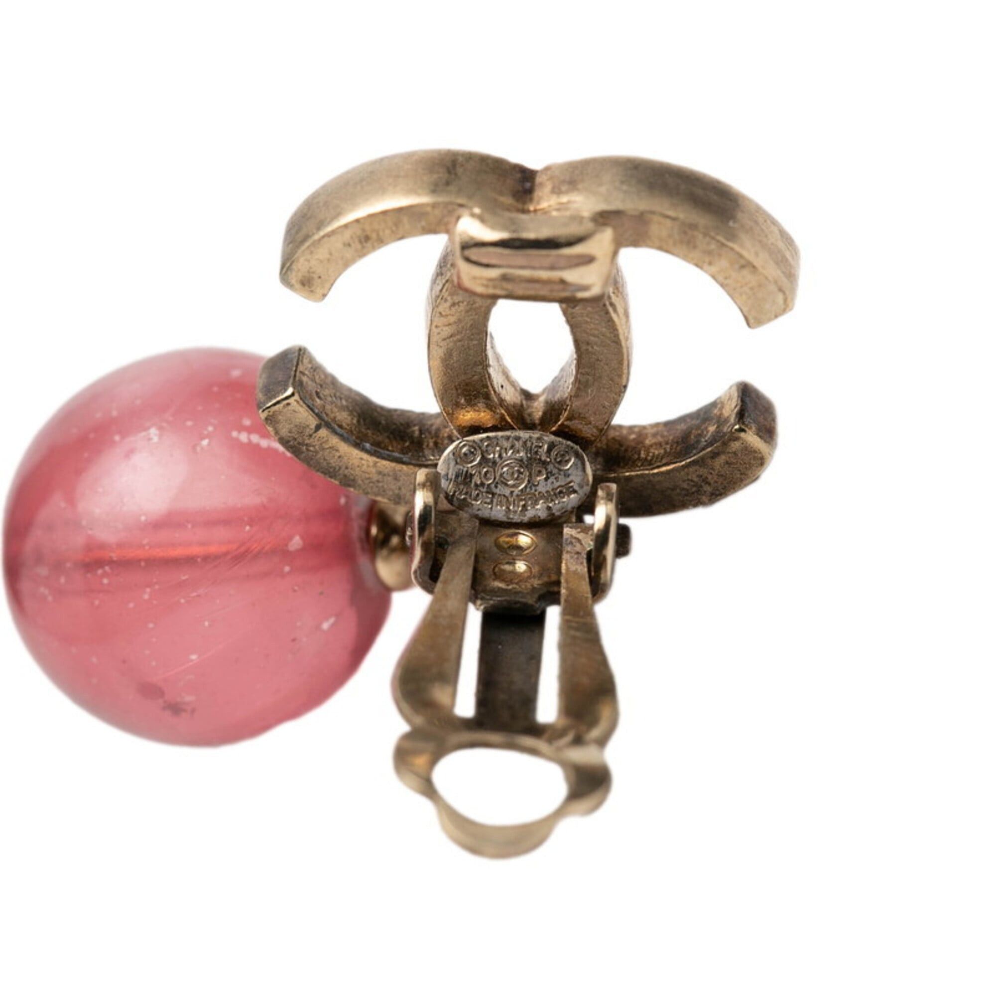 Chanel Chanel Coco Mark Swing Earrings, 10P Engraving, Gold, Pink Metal, Plastic, Women's CHANEL Size ONE SIZE - 3 Thumbnail