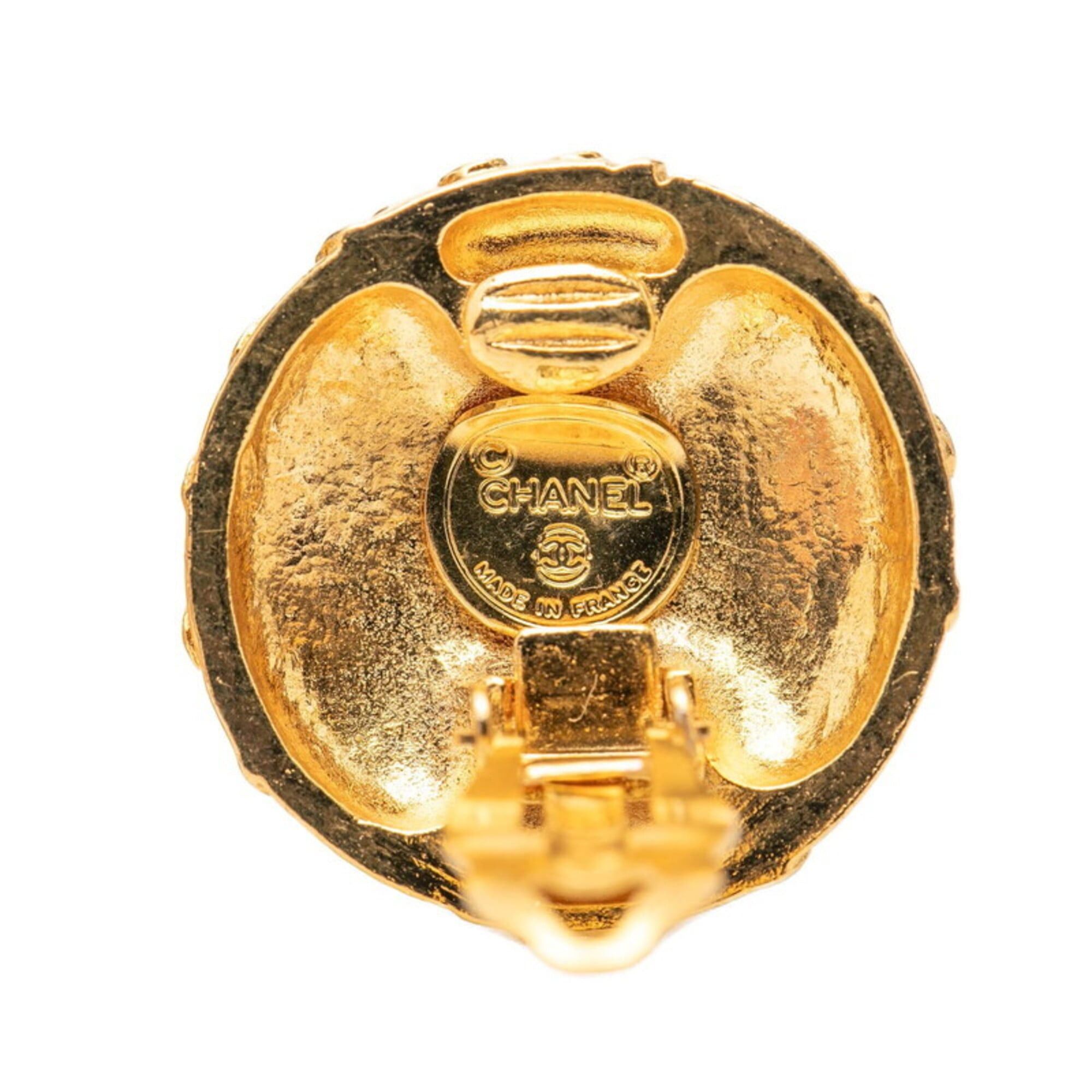 Chanel Chanel Coco Mark Round Earrings, Gold Plated, Women's CHANEL Size ONE SIZE - 3 Thumbnail