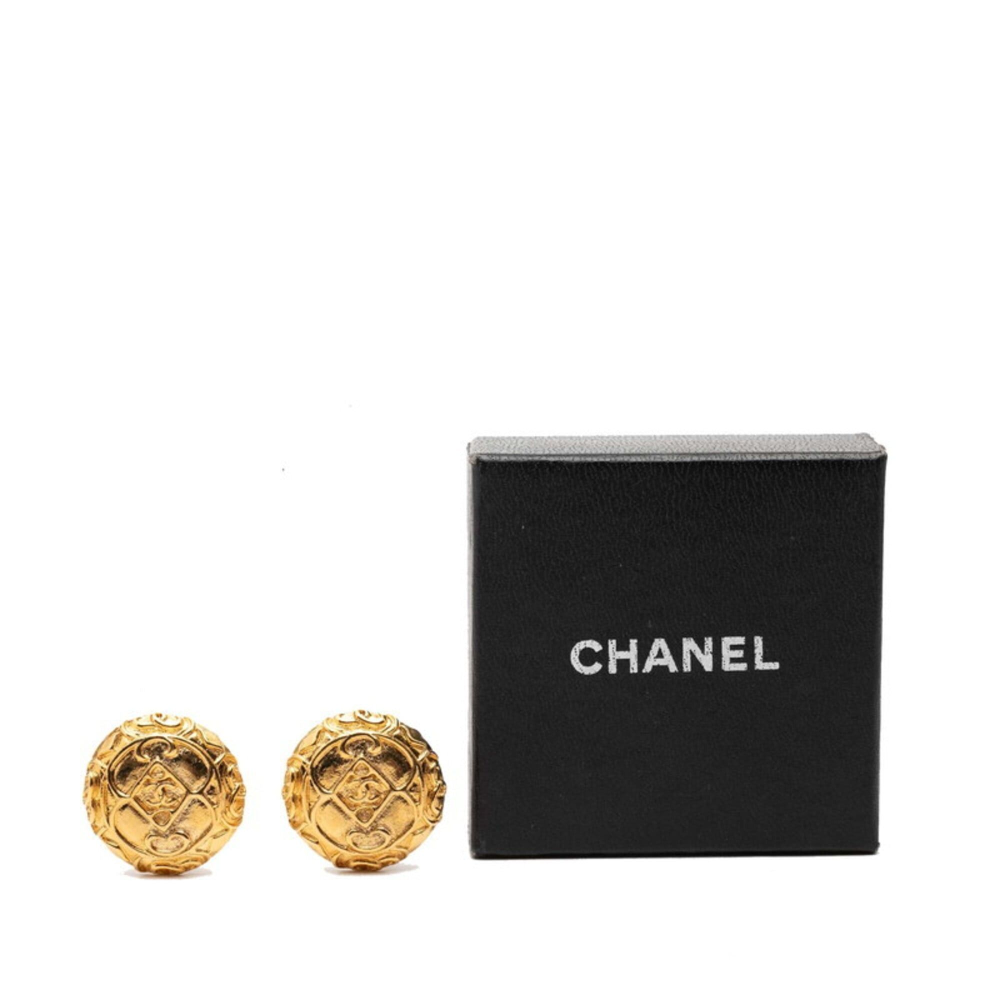 Chanel Chanel Coco Mark Round Earrings, Gold Plated, Women's CHANEL Size ONE SIZE - 4 Thumbnail