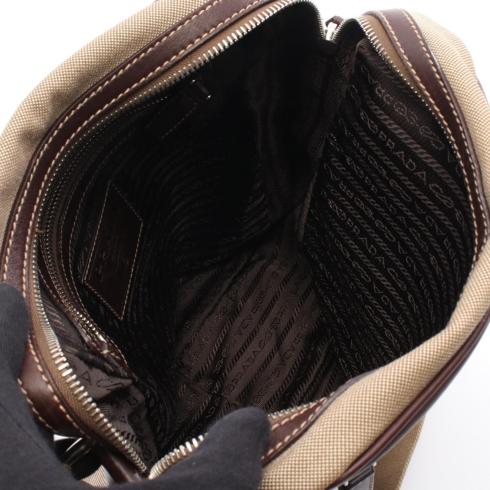 Prada Prada PRADA Logo Jacquard Canvas Leather Shoulder Bag Textile Shoulder Bag 46022 DUTY FREE for USA Size ONE SIZE - 3 Thumbnail