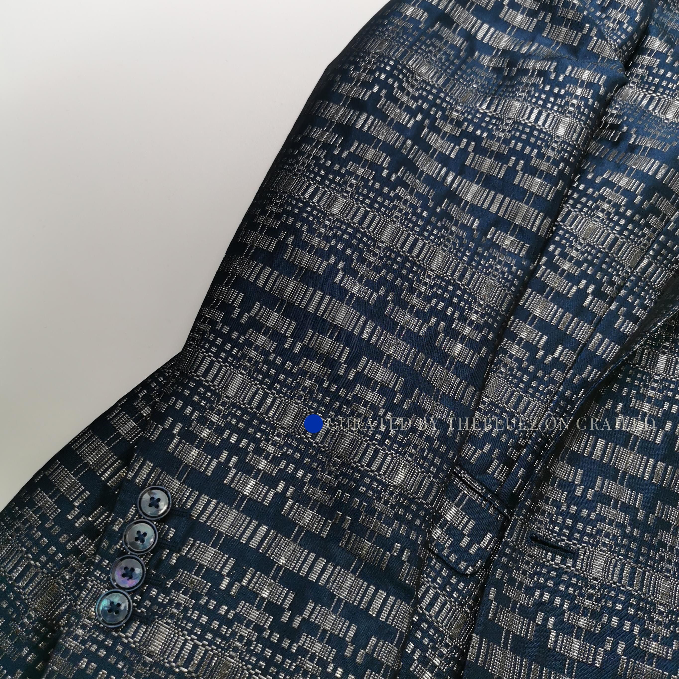 Dolce & Gabbana Metallic Check Blazer in Blue Size US M / EU 48-50 / 2 - 2 Thumbnail