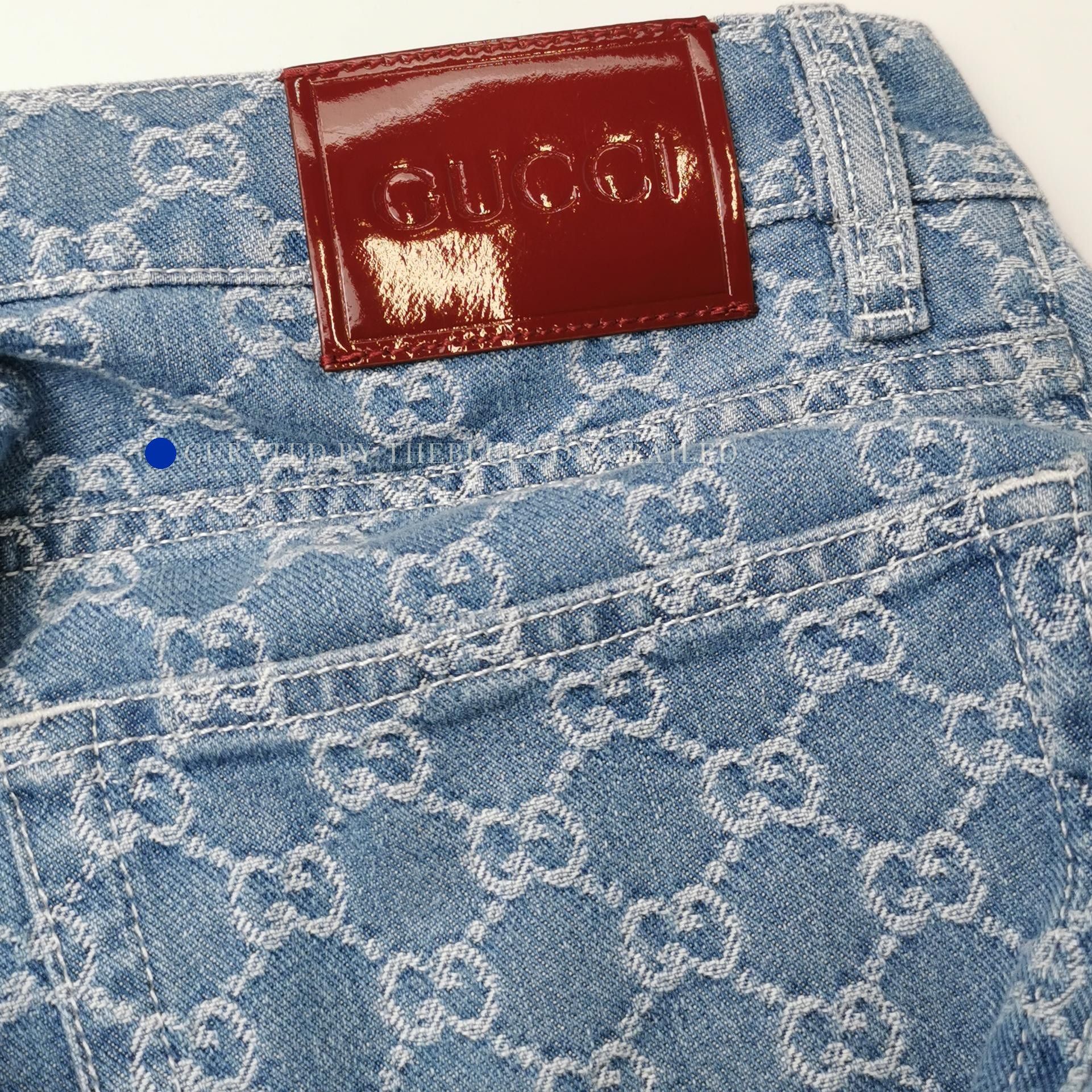 Gucci Stylish Blue Monogram Denim Jeans Size US 30 / EU 46 - 3 Thumbnail