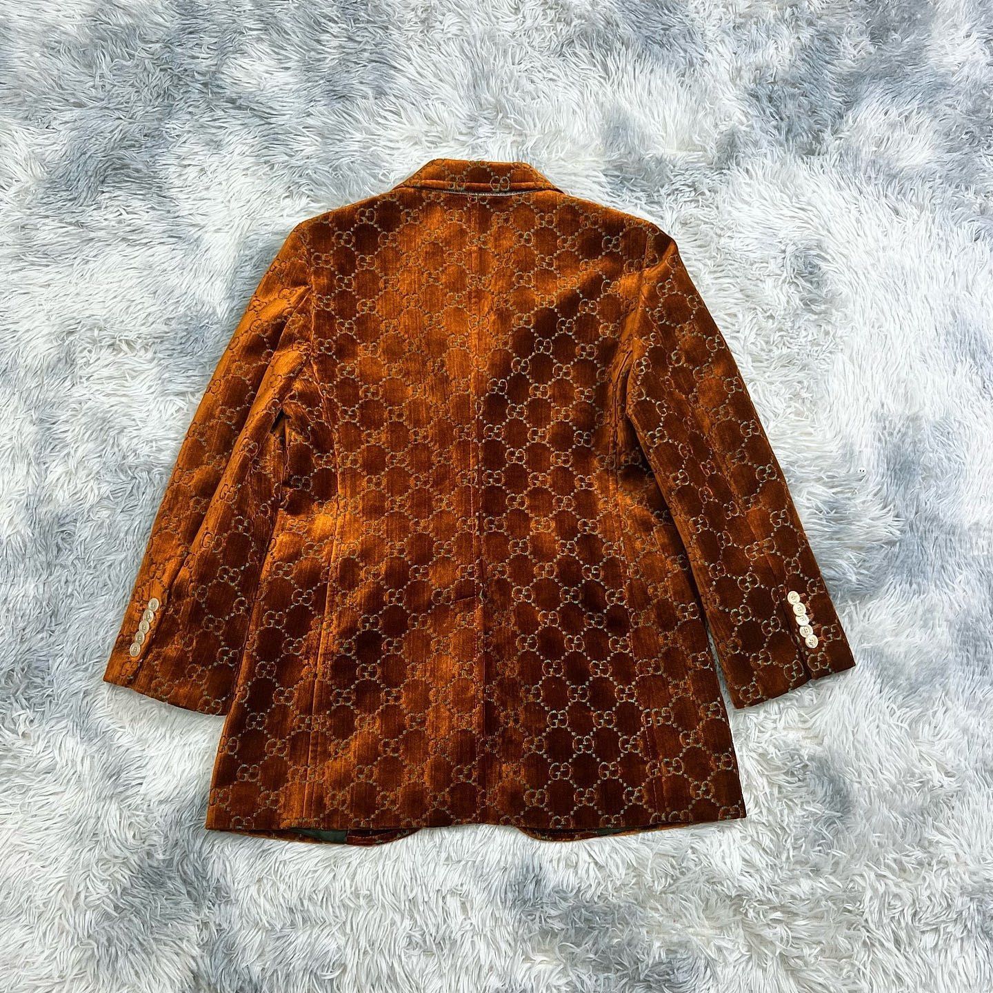 Gucci GG Monogram Velvet Blazer in Brown Size US M / EU 48-50 / 2 - 2 Thumbnail