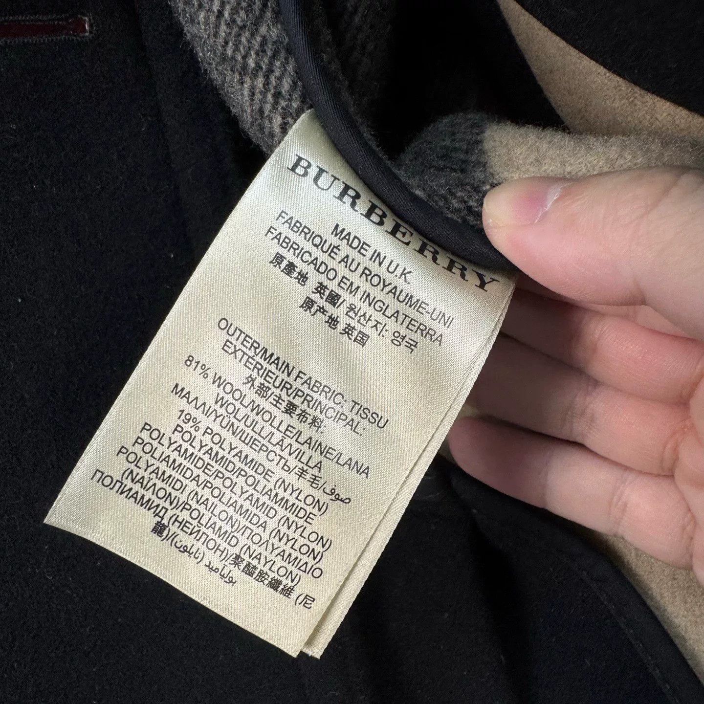 Burberry Burberry Black Double-Breasted Check Wool Coat Size US XS / EU 42 / 0 - 7 Thumbnail