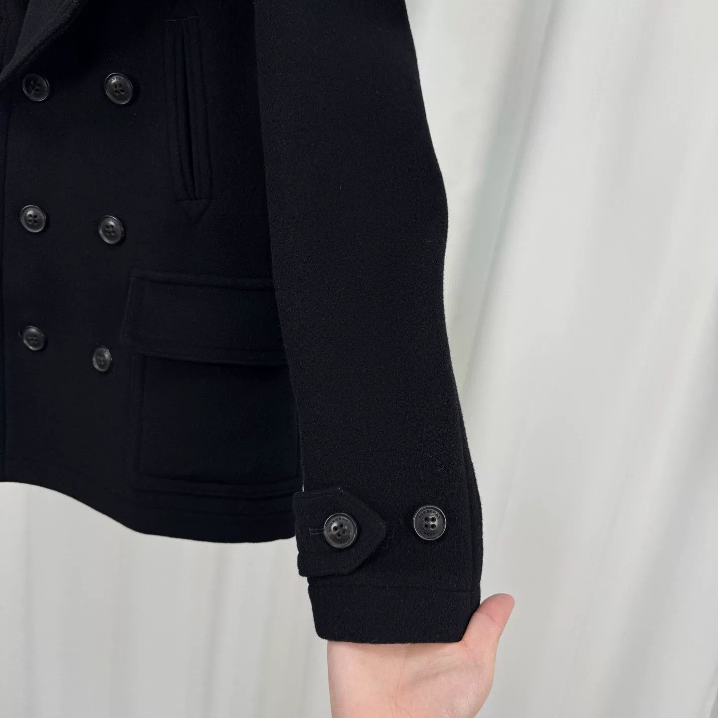 Burberry Burberry Black Double-Breasted Check Wool Coat Size US XS / EU 42 / 0 - 4 Thumbnail