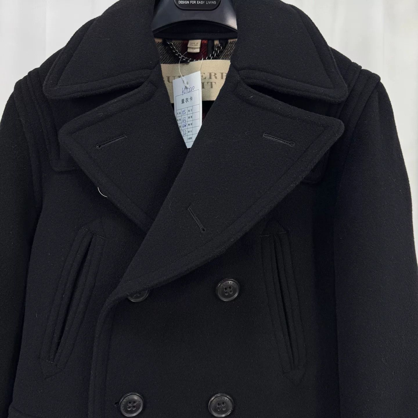Burberry Burberry Black Double-Breasted Check Wool Coat Size US XS / EU 42 / 0 - 3 Thumbnail