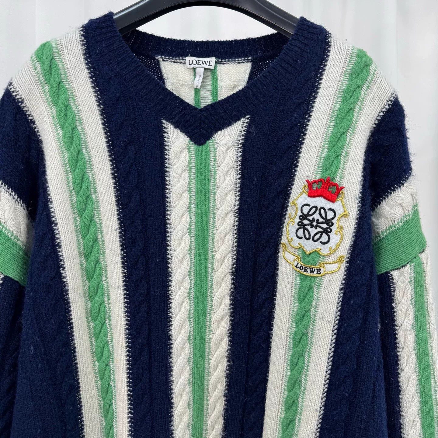 Loewe Loewe 25SS Embroidered Striped Wool Sweater Size US L / EU 52-54 / 3 - 3 Thumbnail