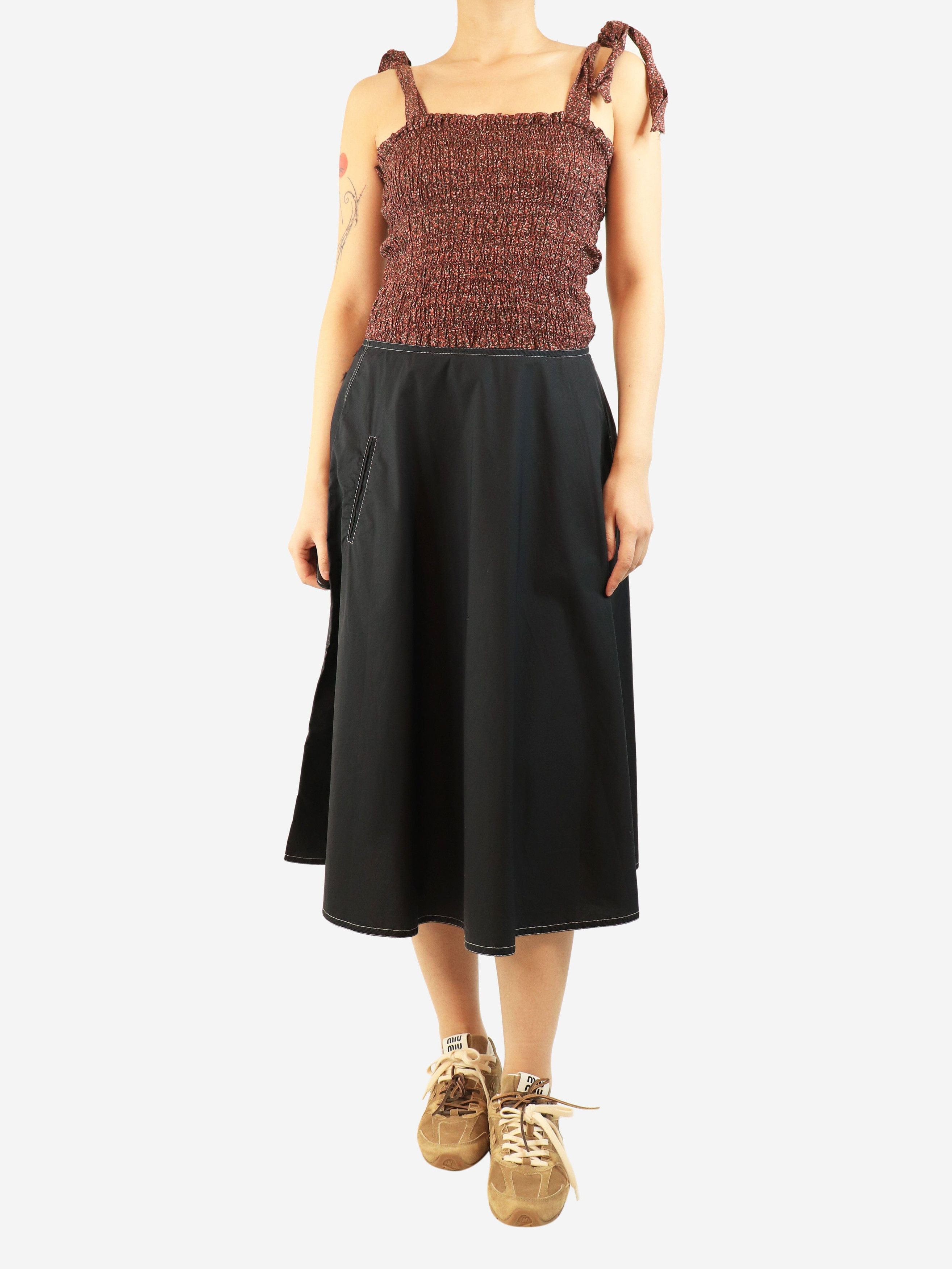Other Black contrast-stitched cotton midi skirt - UK 12 Size 30" / US 8 / IT 44 - 2 Thumbnail