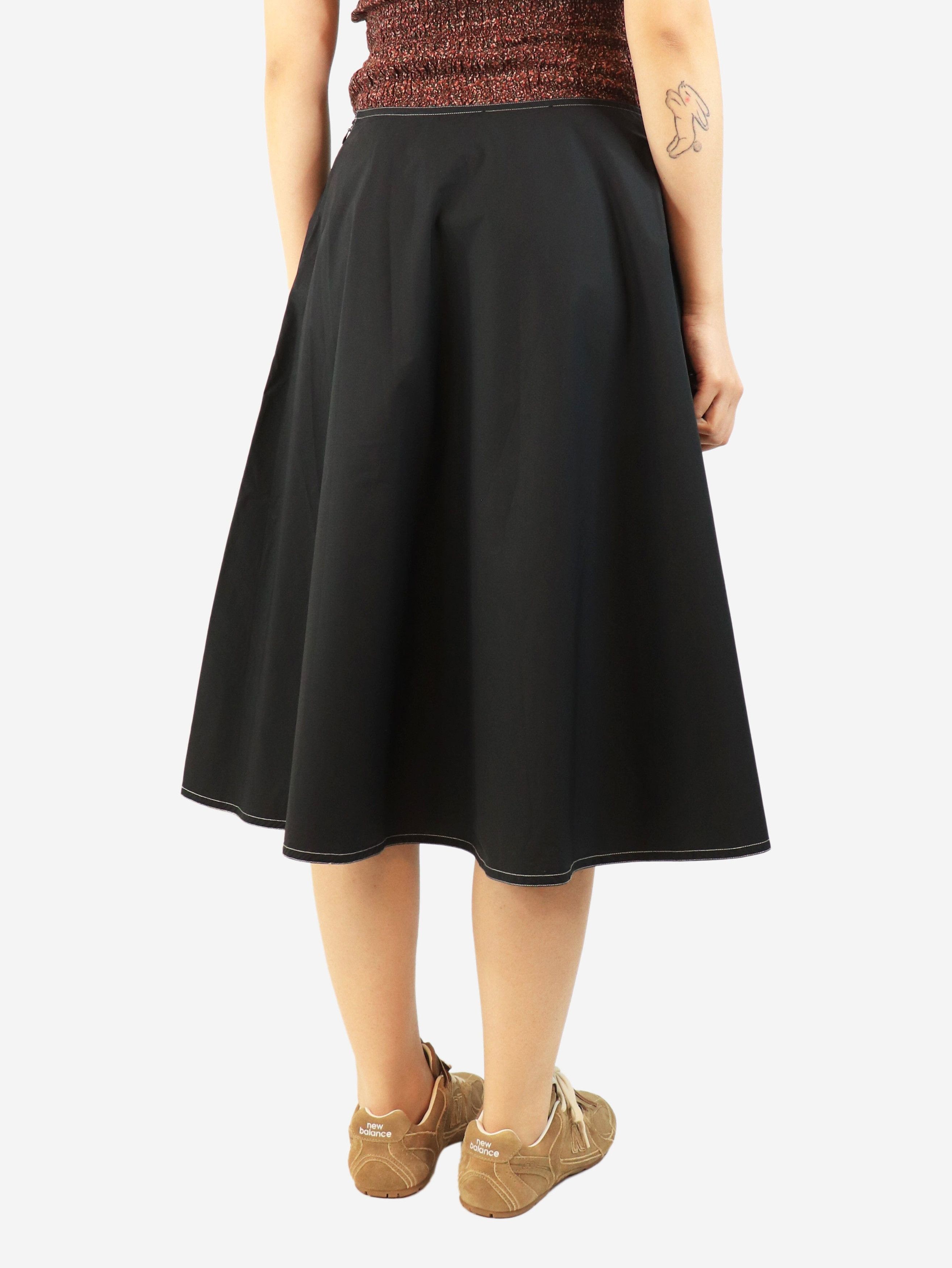 Other Black contrast-stitched cotton midi skirt - UK 12 Size 30" / US 8 / IT 44 - 3 Thumbnail