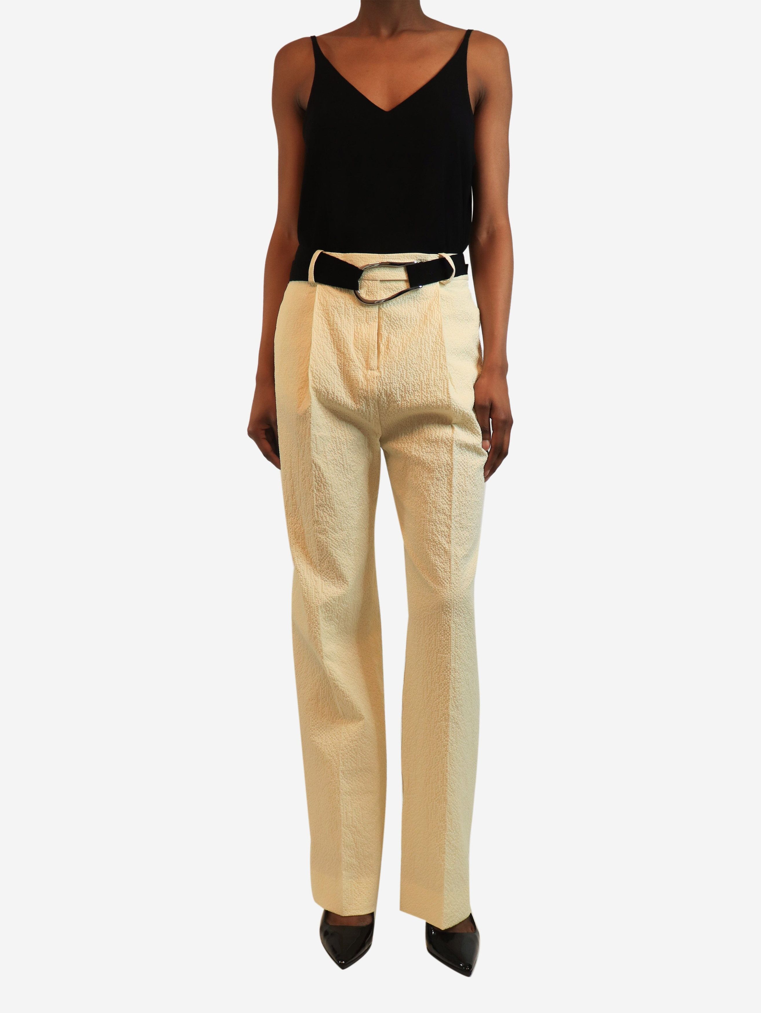 Other Cream belted seersucker trousers - UK 8 Size 27" / US 4 / IT 40 - 2 Thumbnail