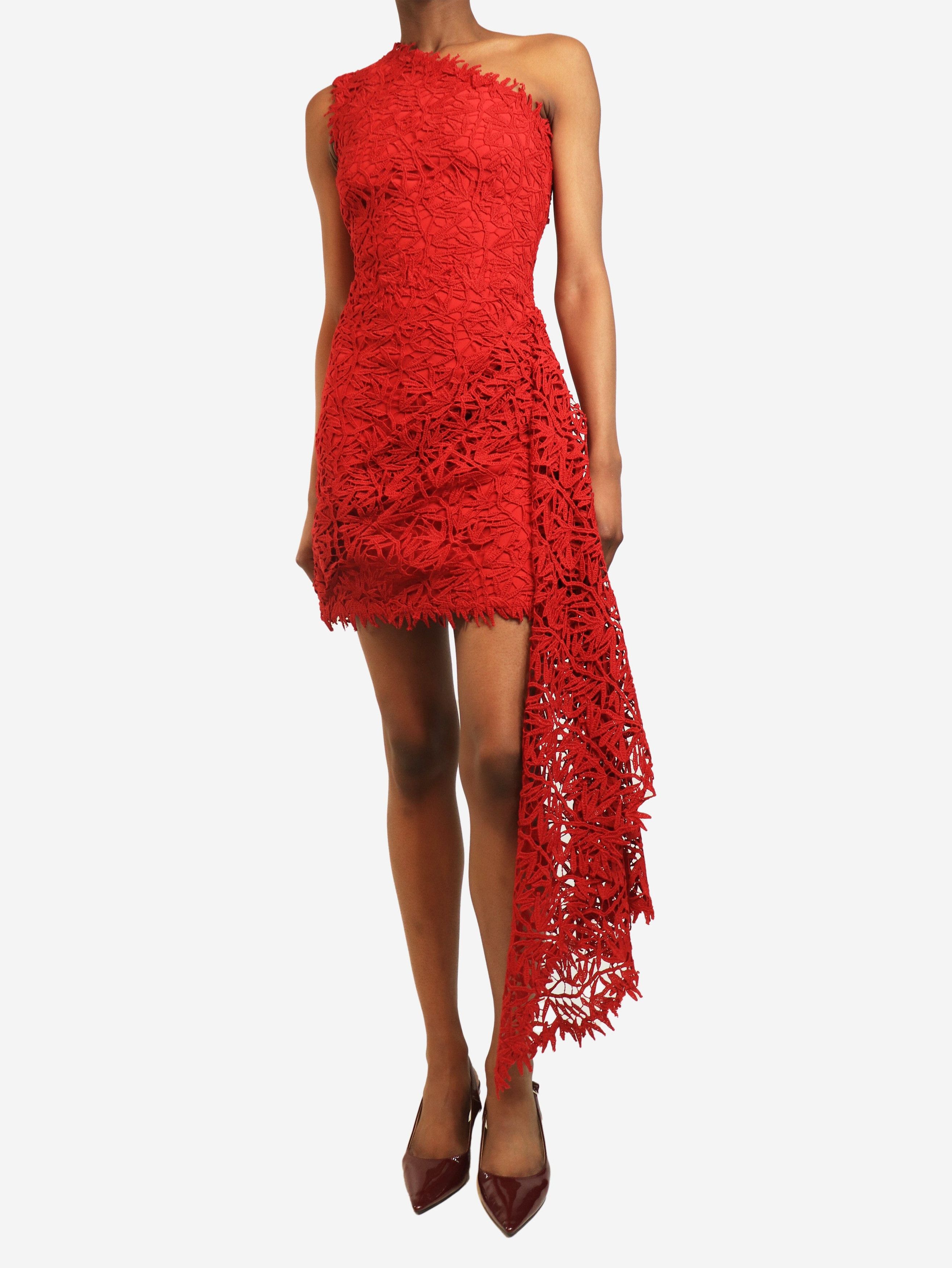 Other Red one-shoulder lace dress - UK 6 Size US 8.5 / IT 38.5 - 3 Thumbnail