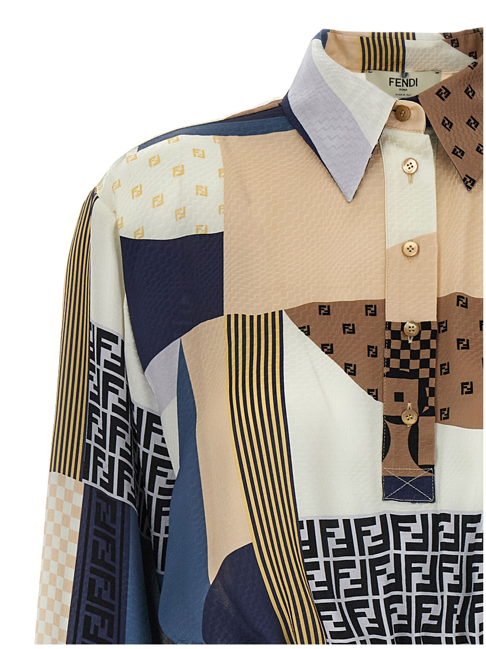 Fendi Patchwork Silk Dress Size XS / US 0-2 / IT 36-38 - 3 Thumbnail