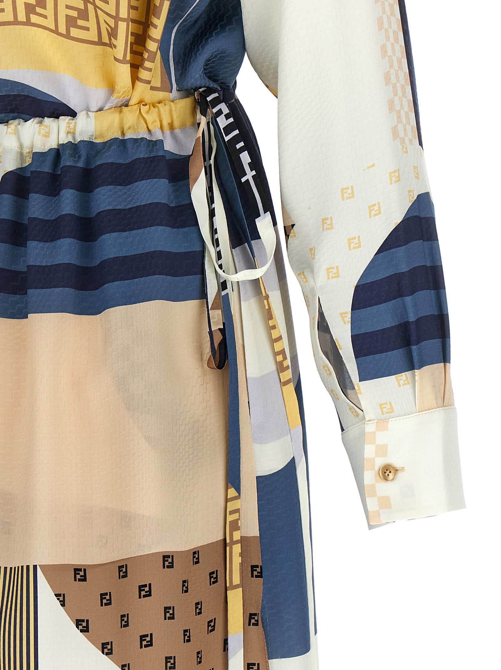 Fendi Patchwork Silk Dress Size XS / US 0-2 / IT 36-38 - 4 Thumbnail