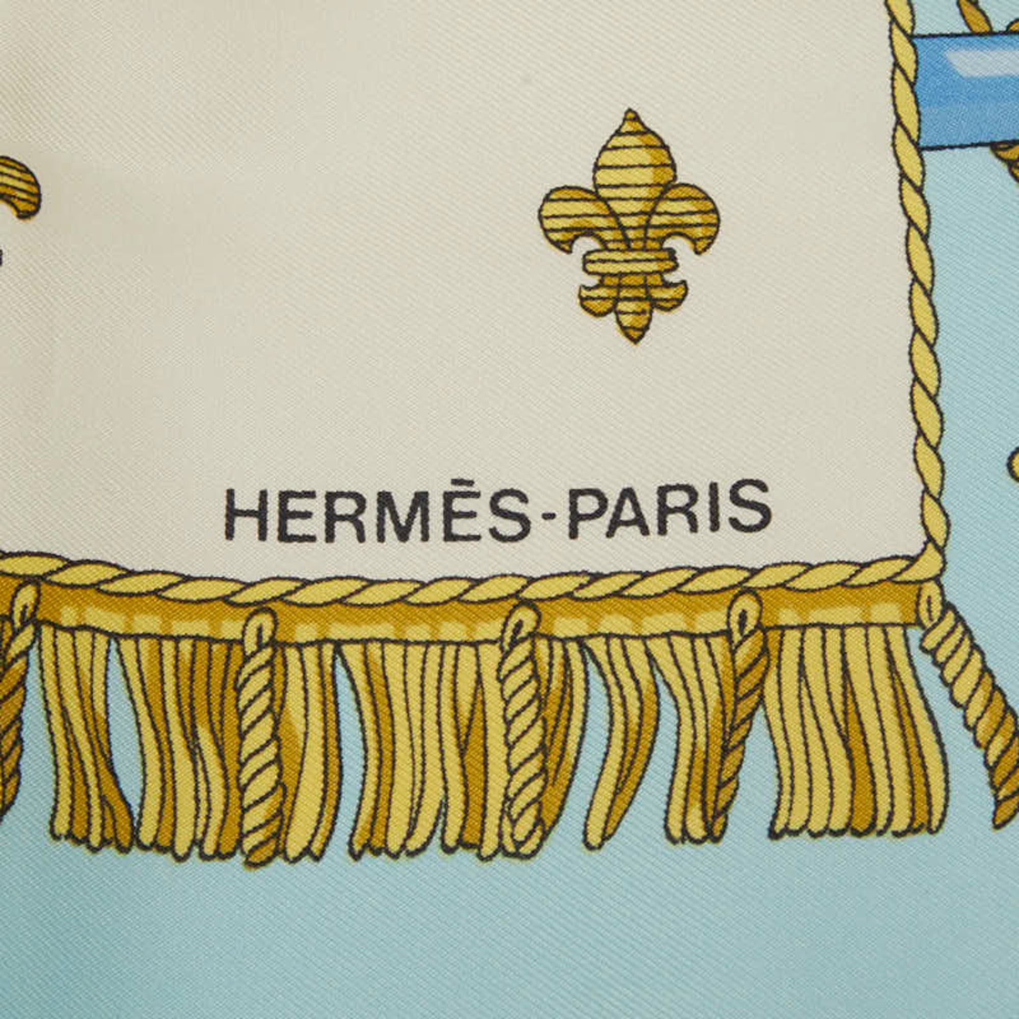 Hermes Hermes Carre 90 VUE DU CARROSSE DE LA GALERE REALE Queen's Coronation Scarf/Muffler, Blue Multicolor Silk, Women's HERMES Size ONE SIZE - 5 Thumbnail