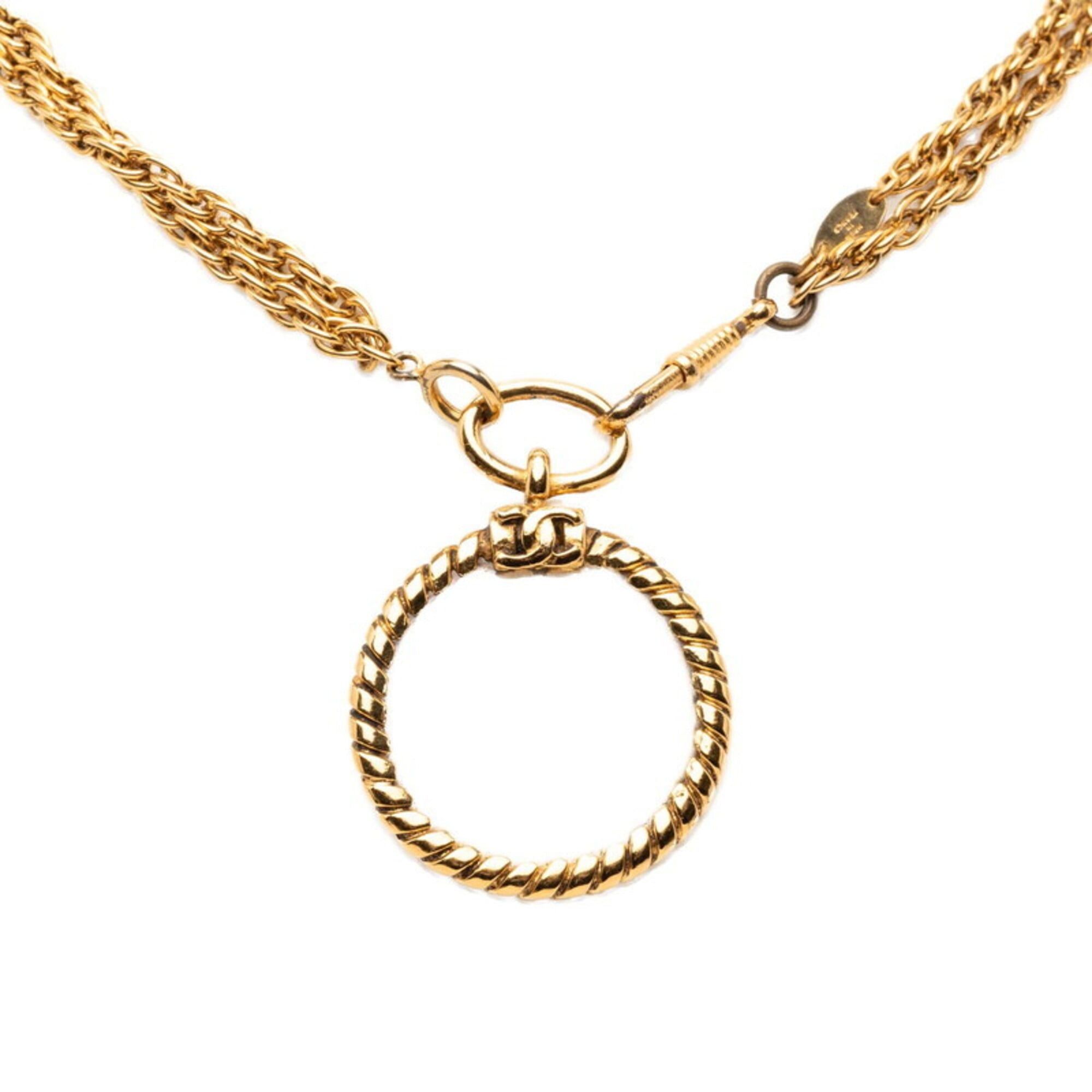Chanel Chanel 1983 Vintage Magnifying Glass Necklace, Double Strand, Gold Plated, Women's CHANEL Size ONE SIZE - 2 Thumbnail