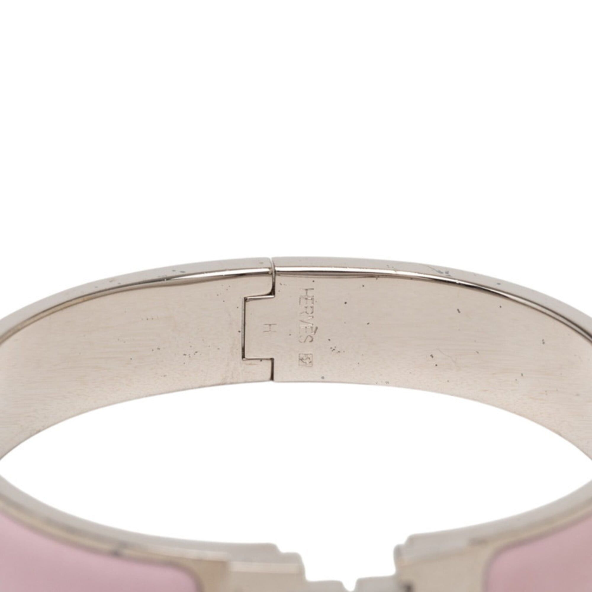 Hermes Hermes Click H PM Bracelet, Silver and Pink Metal Enamel, Women's. Size ONE SIZE - 5 Thumbnail