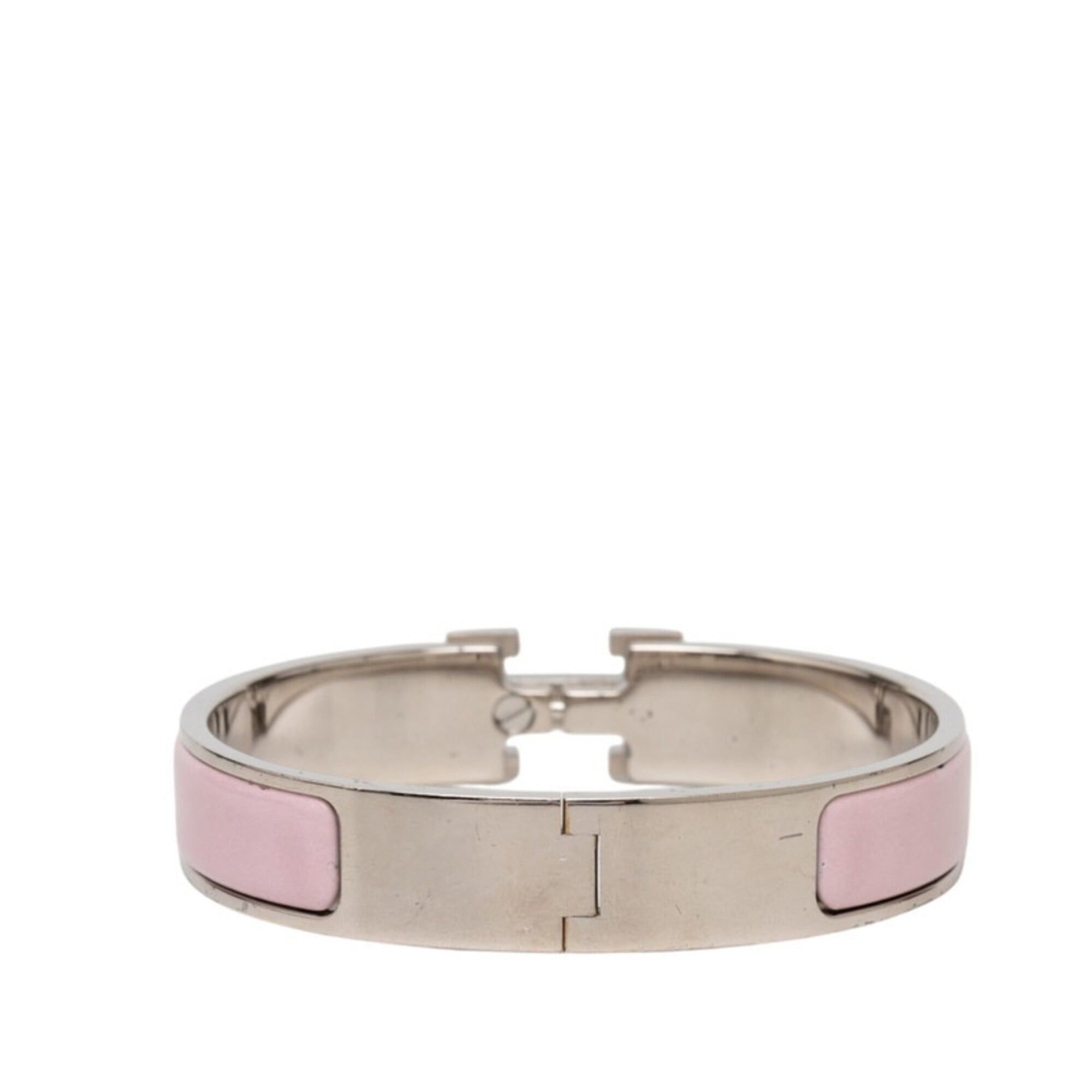 Hermes Hermes Click H PM Bracelet, Silver and Pink Metal Enamel, Women's. Size ONE SIZE - 3 Thumbnail