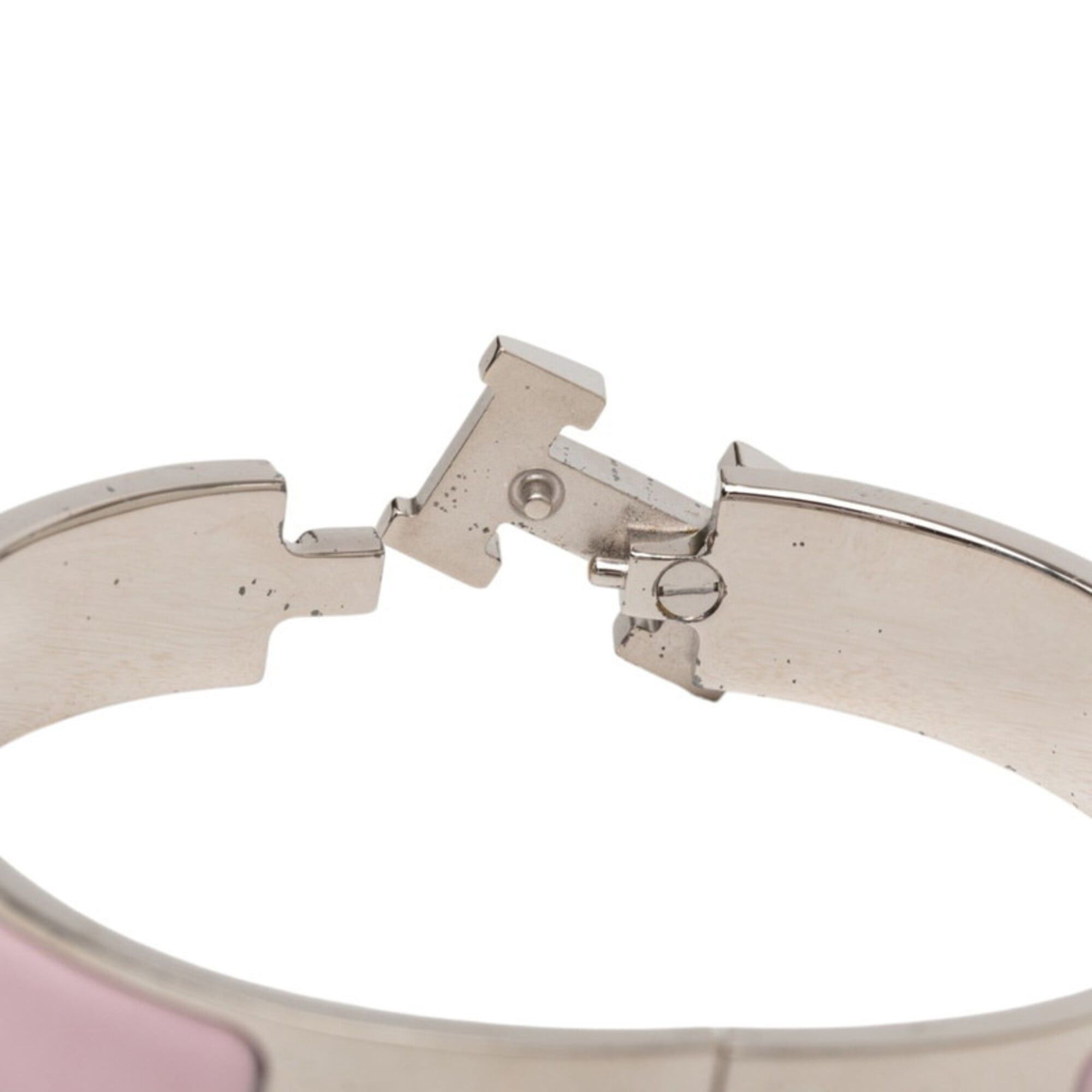 Hermes Hermes Click H PM Bracelet, Silver and Pink Metal Enamel, Women's. Size ONE SIZE - 4 Thumbnail