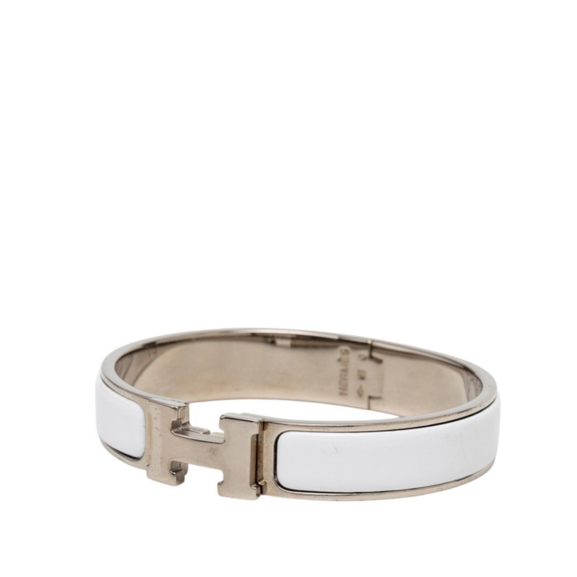 Hermes Hermes Click H PM Bracelet, Silver, White Metal Enamel, Women's Size ONE SIZE - 2 Thumbnail