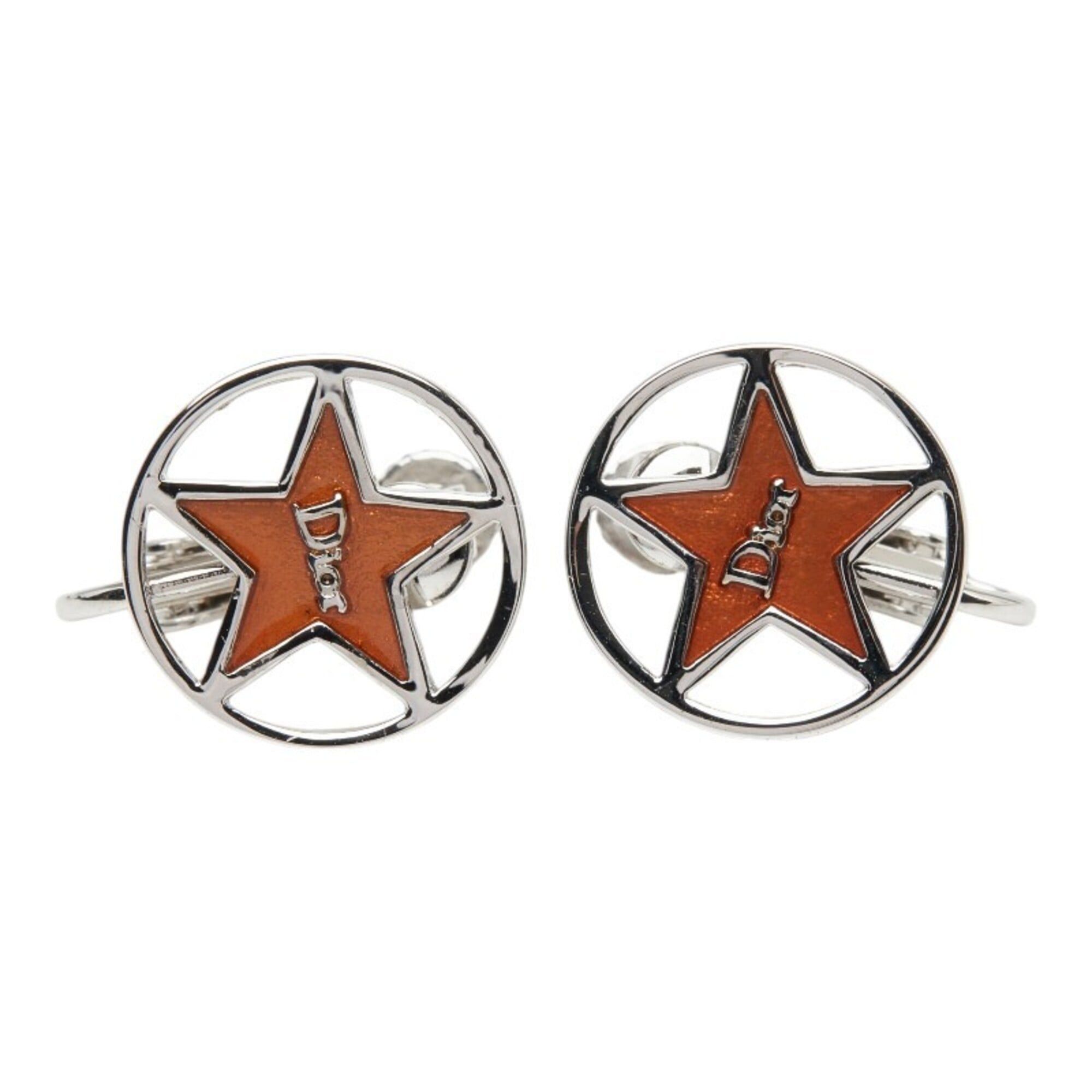 Dior Christian Dior Dior Logo Star Motif Earrings, Silver and Orange Metal, Women's. Size ONE SIZE - 2 Thumbnail