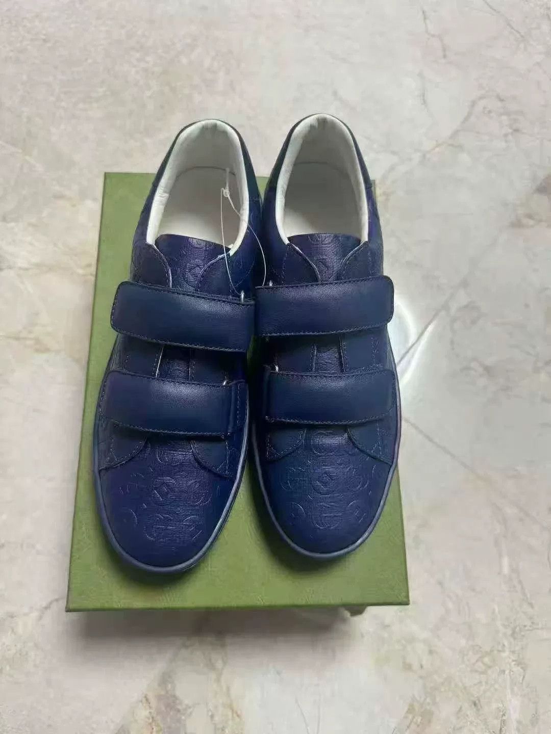 Gucci Gucci Navy Velcro GG Sneakers Size US 5 / IT 35 - 2 Thumbnail