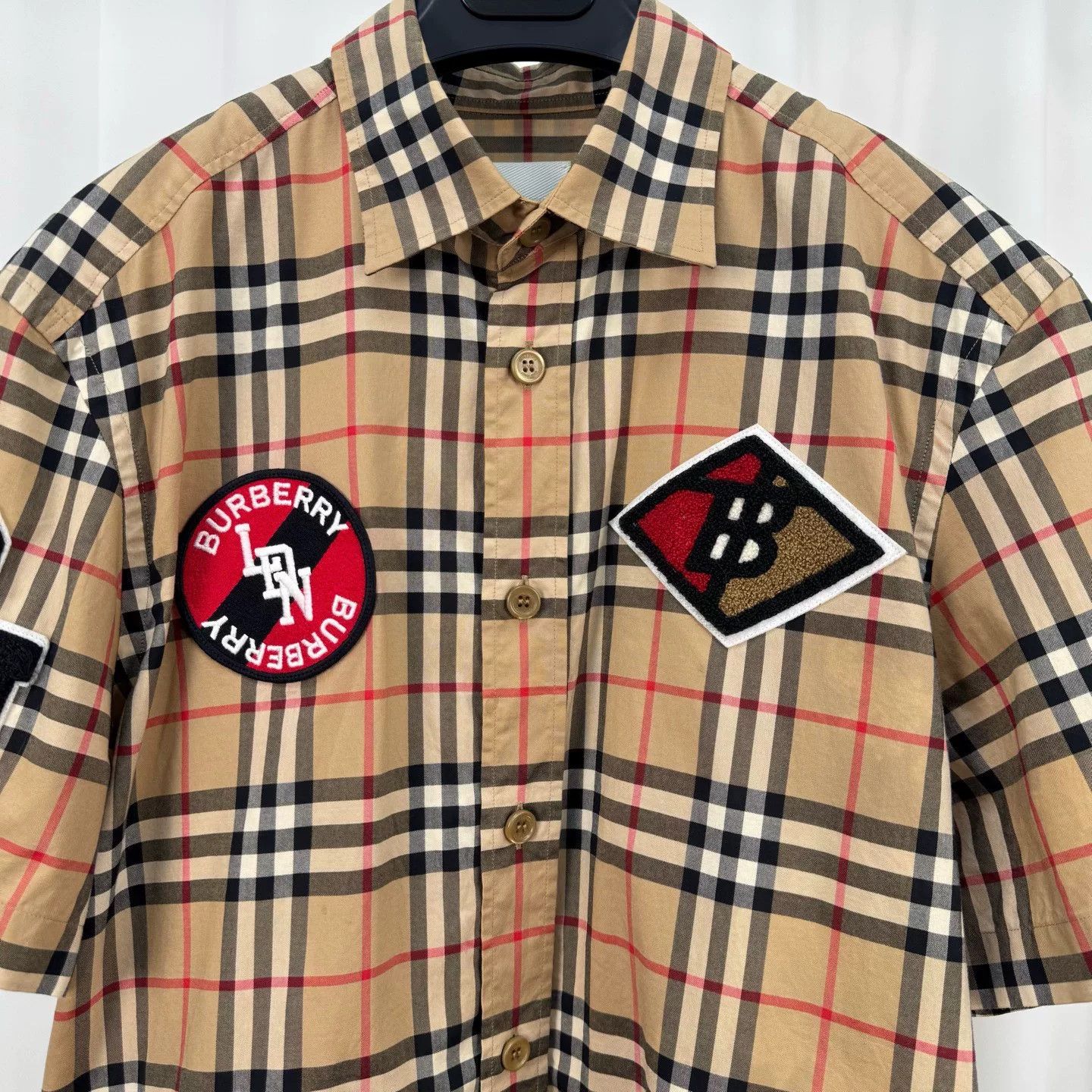 Burberry Burberry Embroidered Logo Check Short-Sleeve Shirt Size US S / EU 44-46 / 1 - 3 Thumbnail