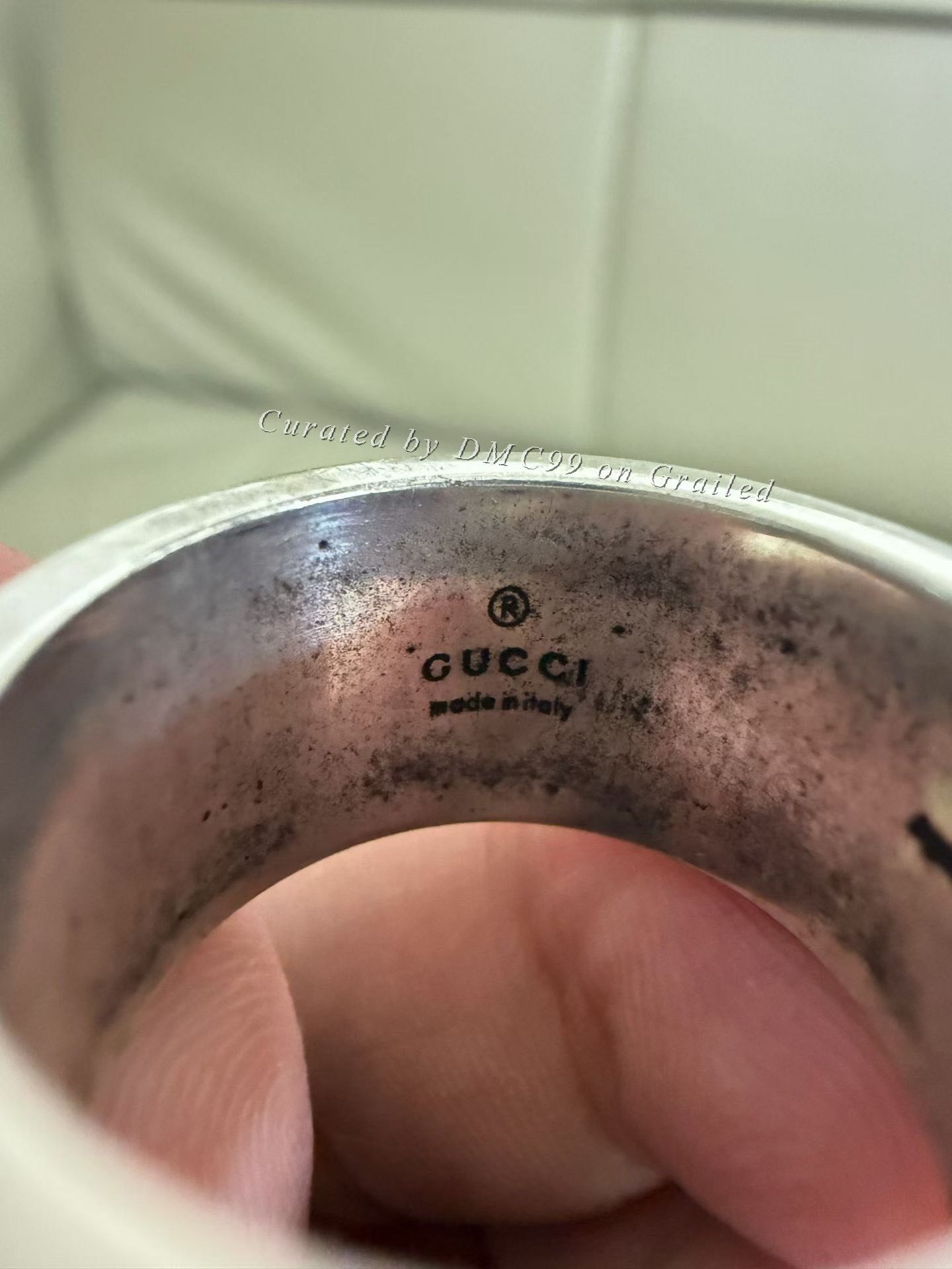 Gucci Gucci Ghost Skull Double G Wide Silver Ring Size ONE SIZE - 2 Thumbnail