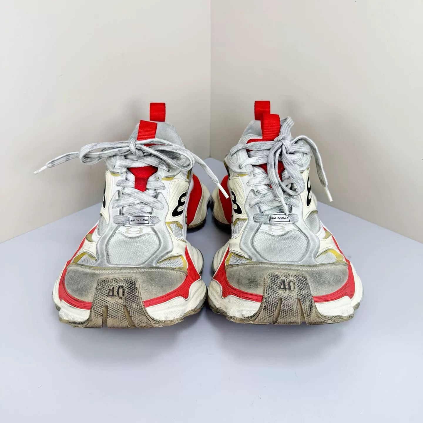 Balenciaga Balenciaga Cargo Distressed White Red Dad Shoes Size US 7 / EU 40 - 2 Thumbnail