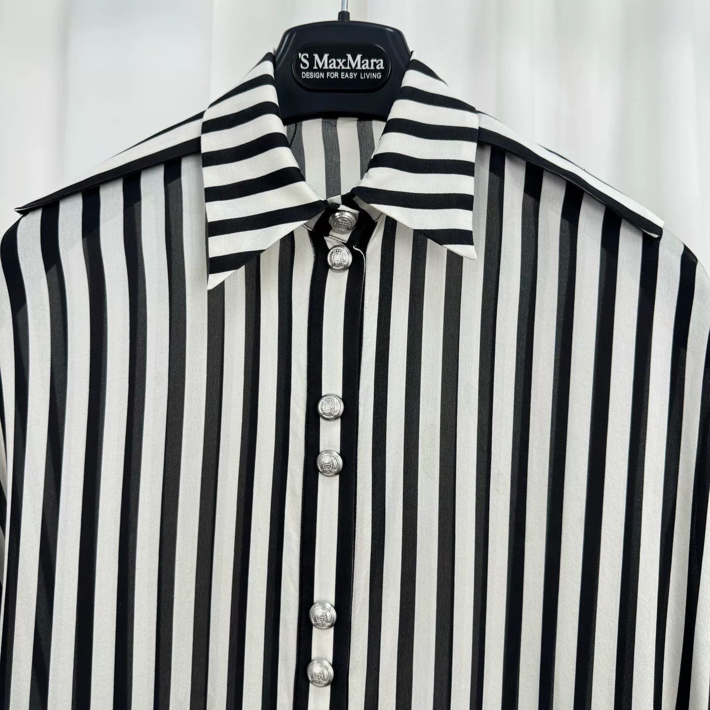 Balmain Balmain Silver Buckle Silk Striped Shirt Size XXS / US 00 / IT 34 - 3 Thumbnail