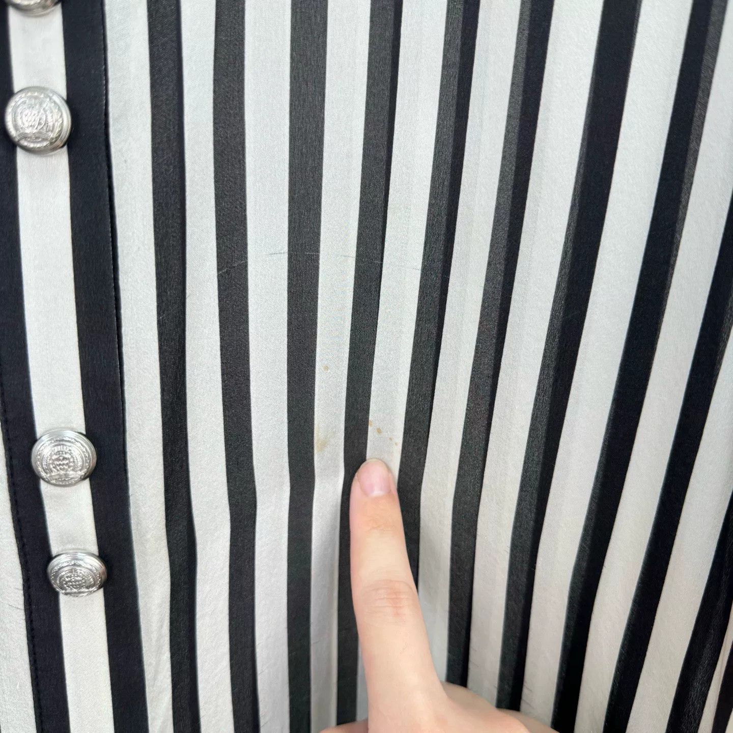Balmain Balmain Silver Buckle Silk Striped Shirt Size XXS / US 00 / IT 34 - 5 Thumbnail