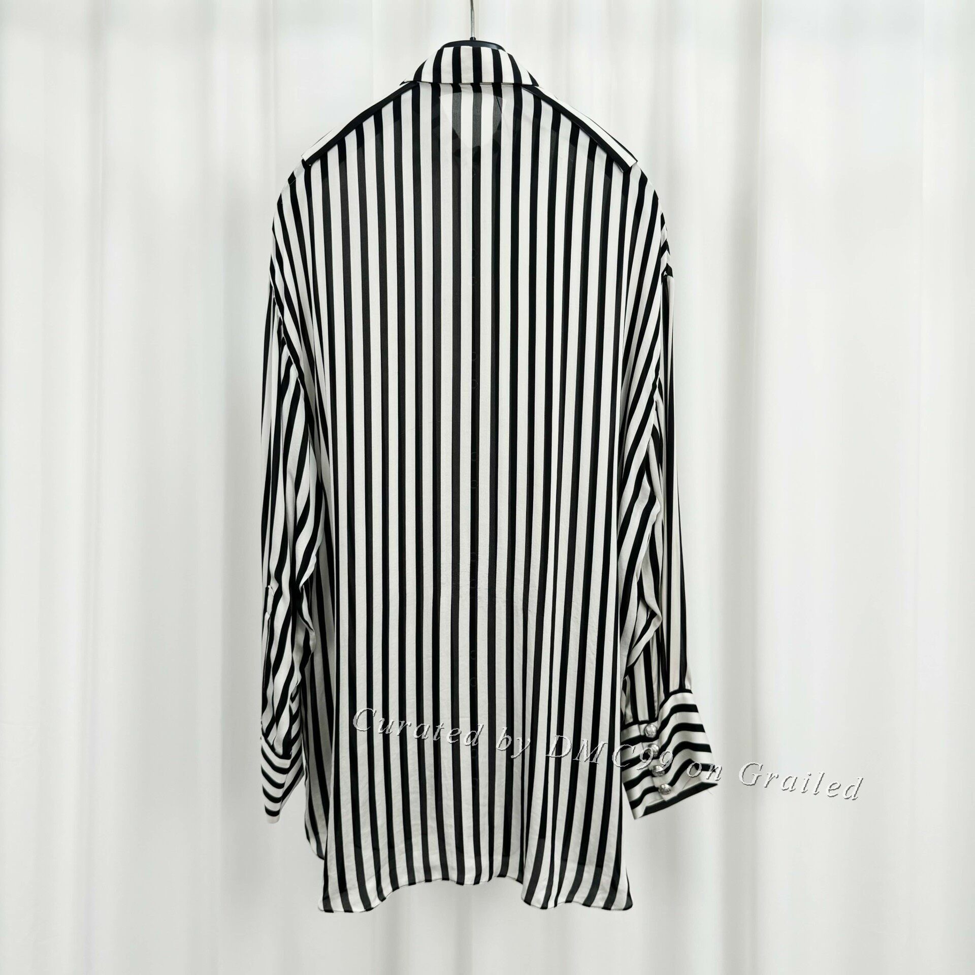 Balmain Balmain Silver Buckle Silk Striped Shirt Size XXS / US 00 / IT 34 - 2 Thumbnail