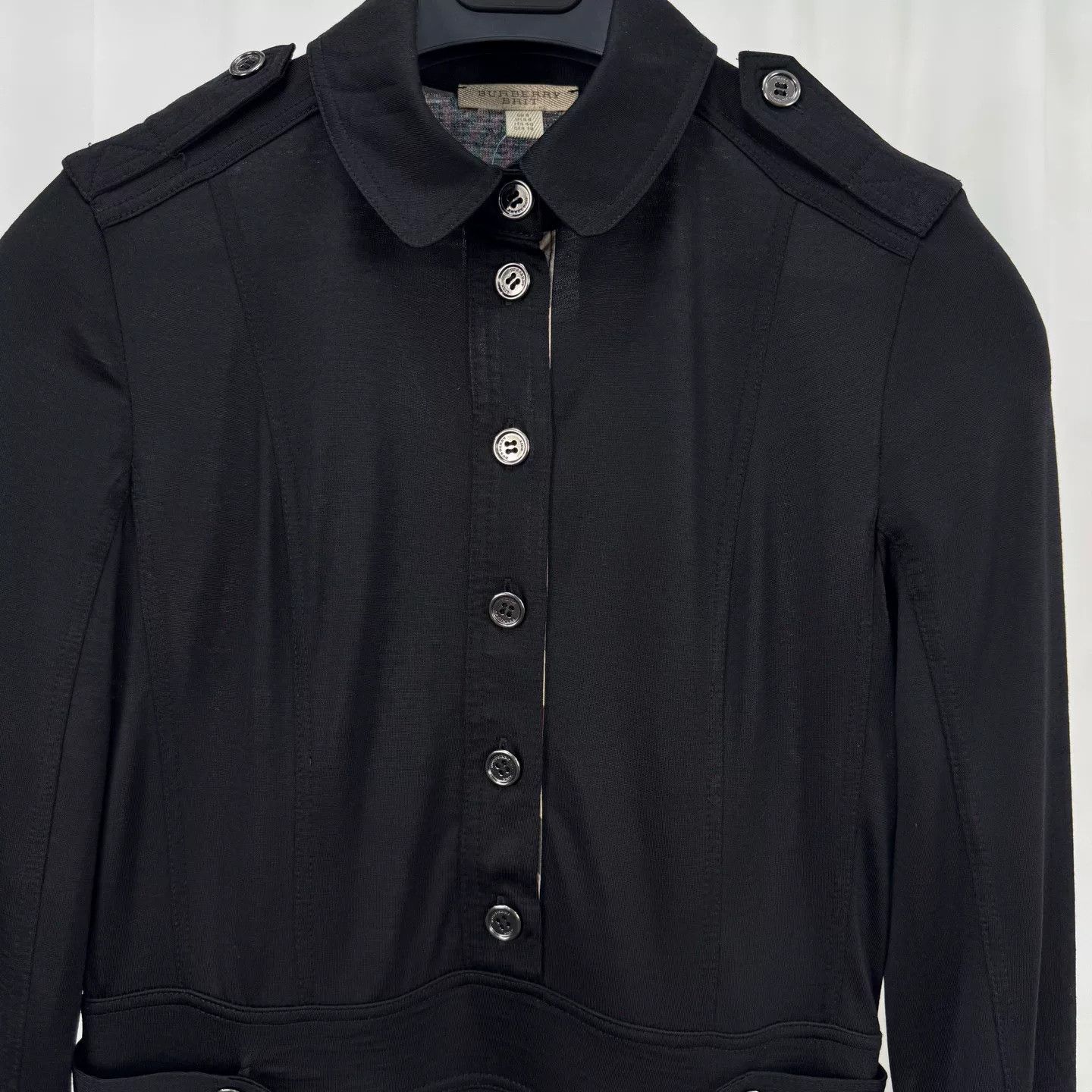 Burberry Burberry Black Epaulet Wool Dress Size XS / US 0-2 / IT 36-38 - 3 Thumbnail