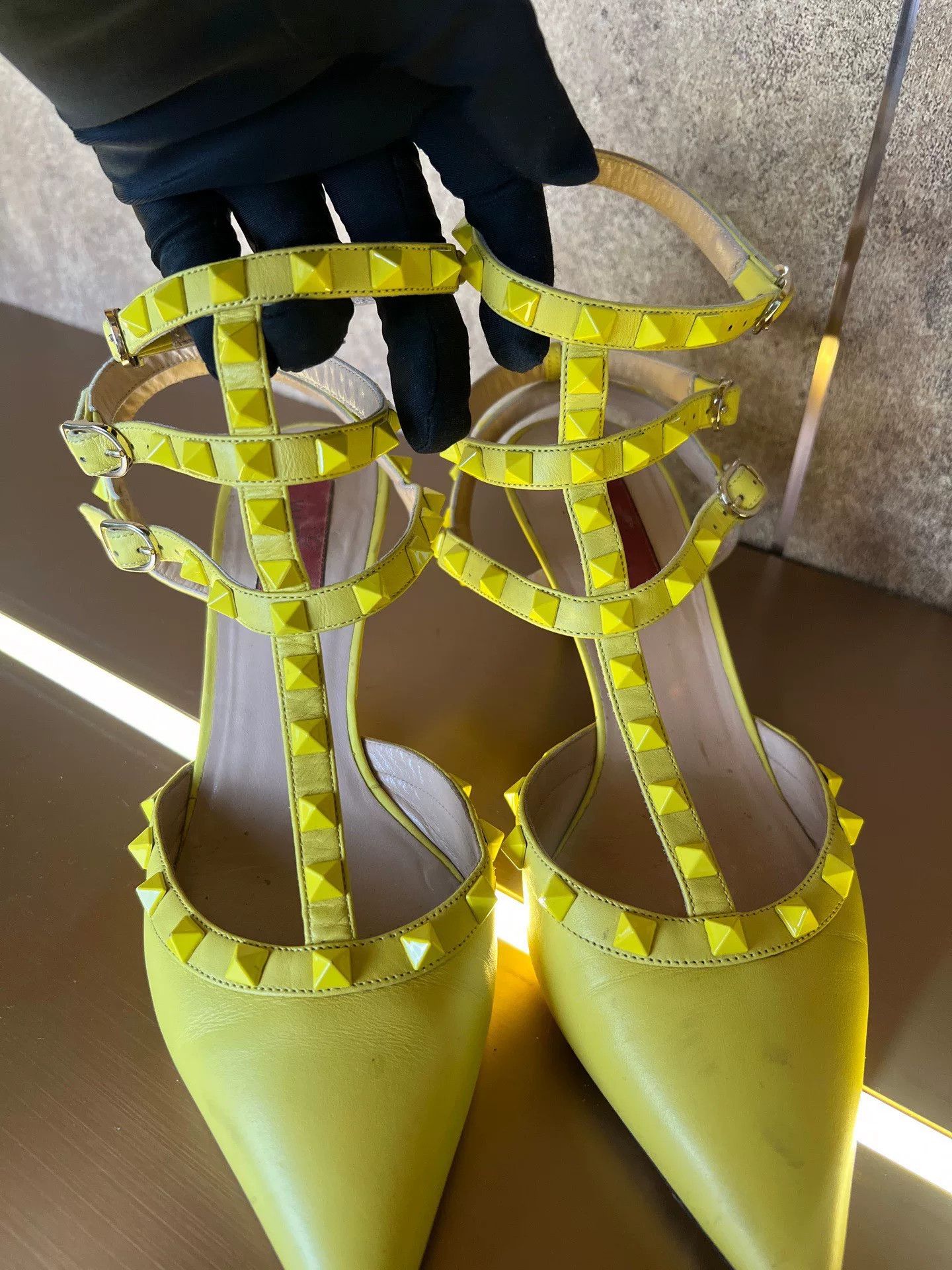 Valentino Valentino Yellow Strappy High Heels Size US 7.5 / IT 37.5 - 2 Thumbnail