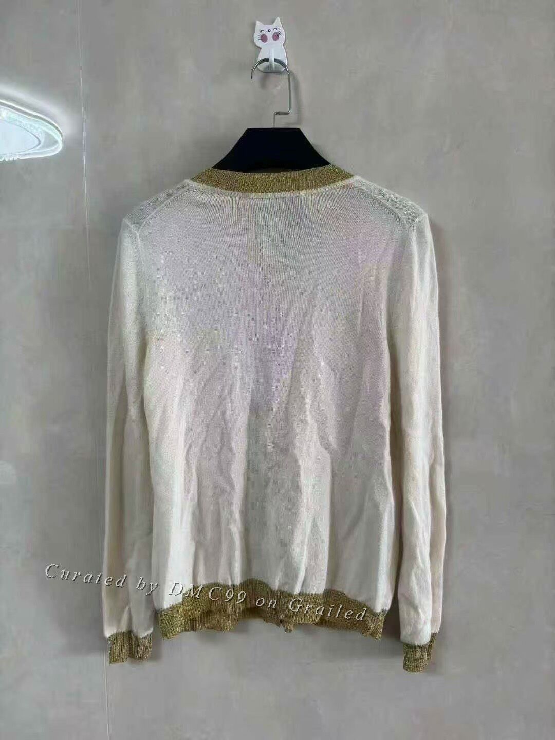 Gucci Gucci Cashmere White Gold Pearl Button Cardigan Size S / US 4 / IT 40 - 2 Thumbnail