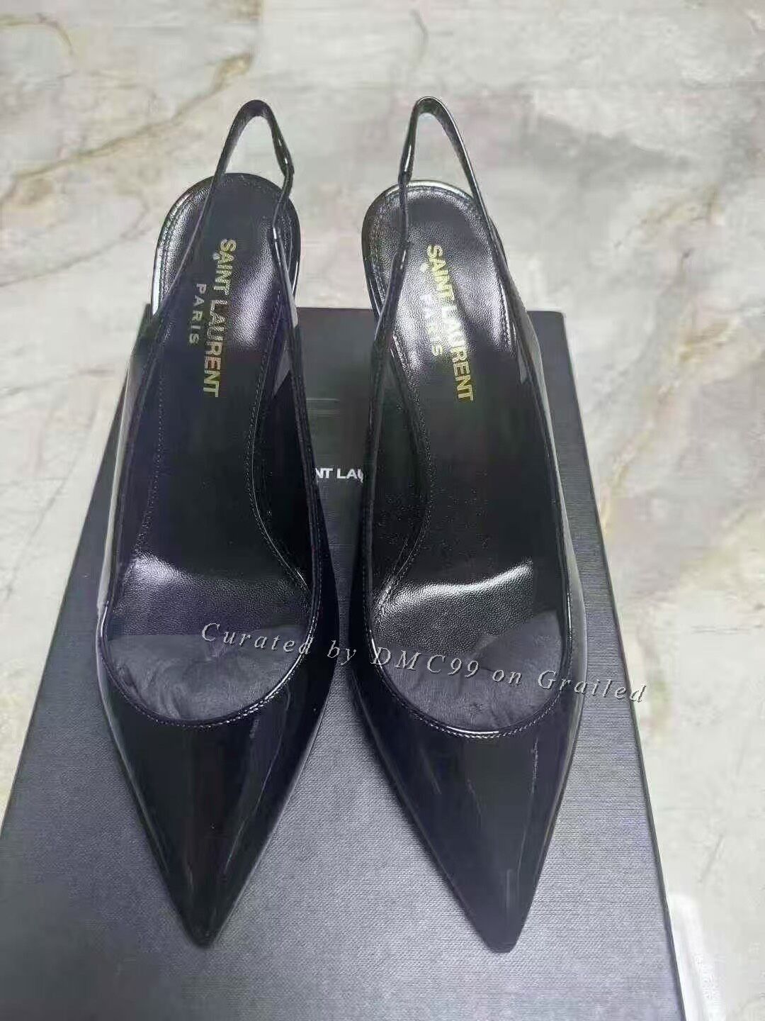 Yves Saint Laurent YSL Saint Laurent Black Satin High Heels Size US 6 / IT 36 - 2 Thumbnail