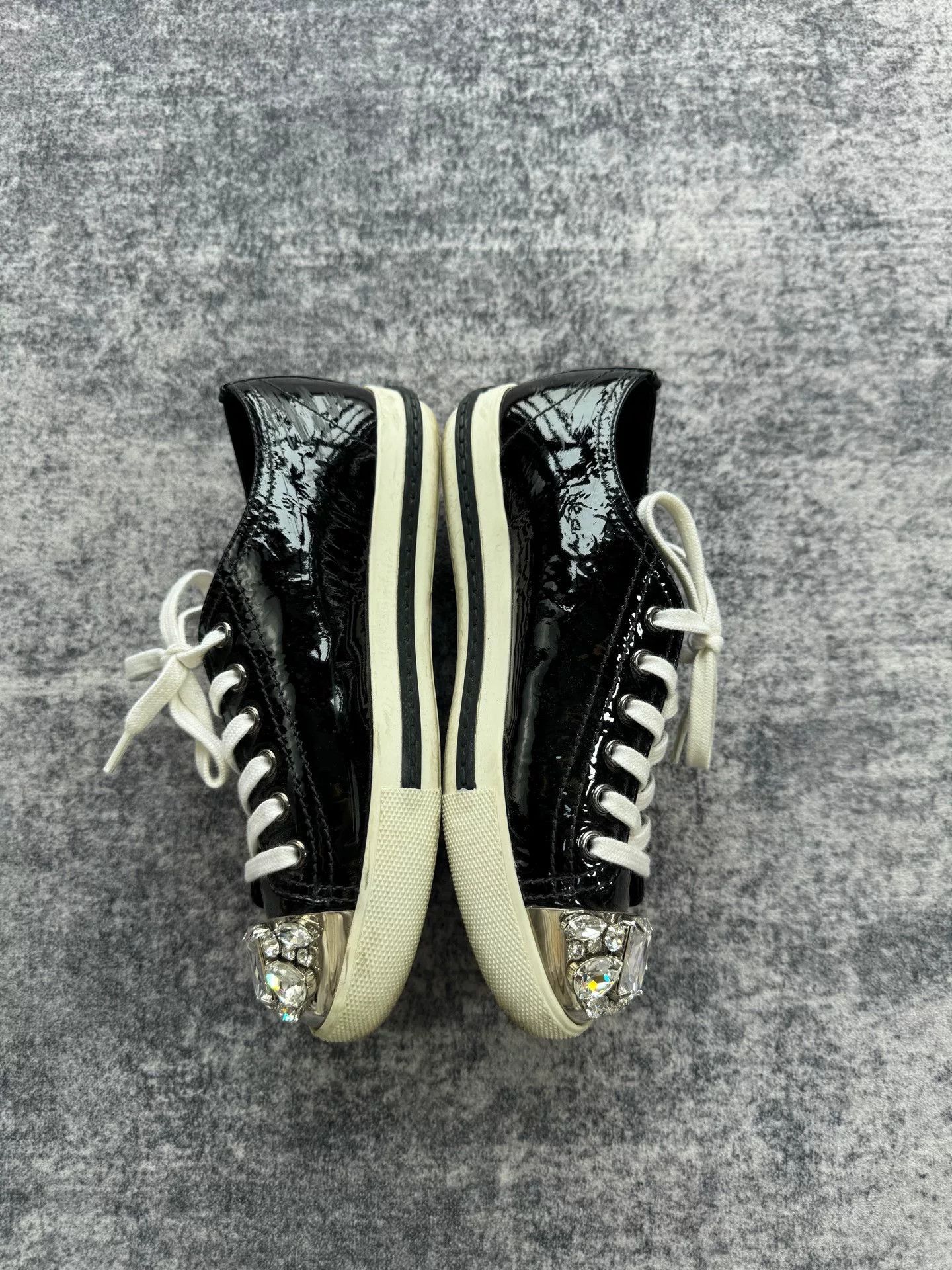 Miu Miu Miu Miu Patent Leather Rhinestone Sneakers Size US 4 / IT 34 - 5 Thumbnail