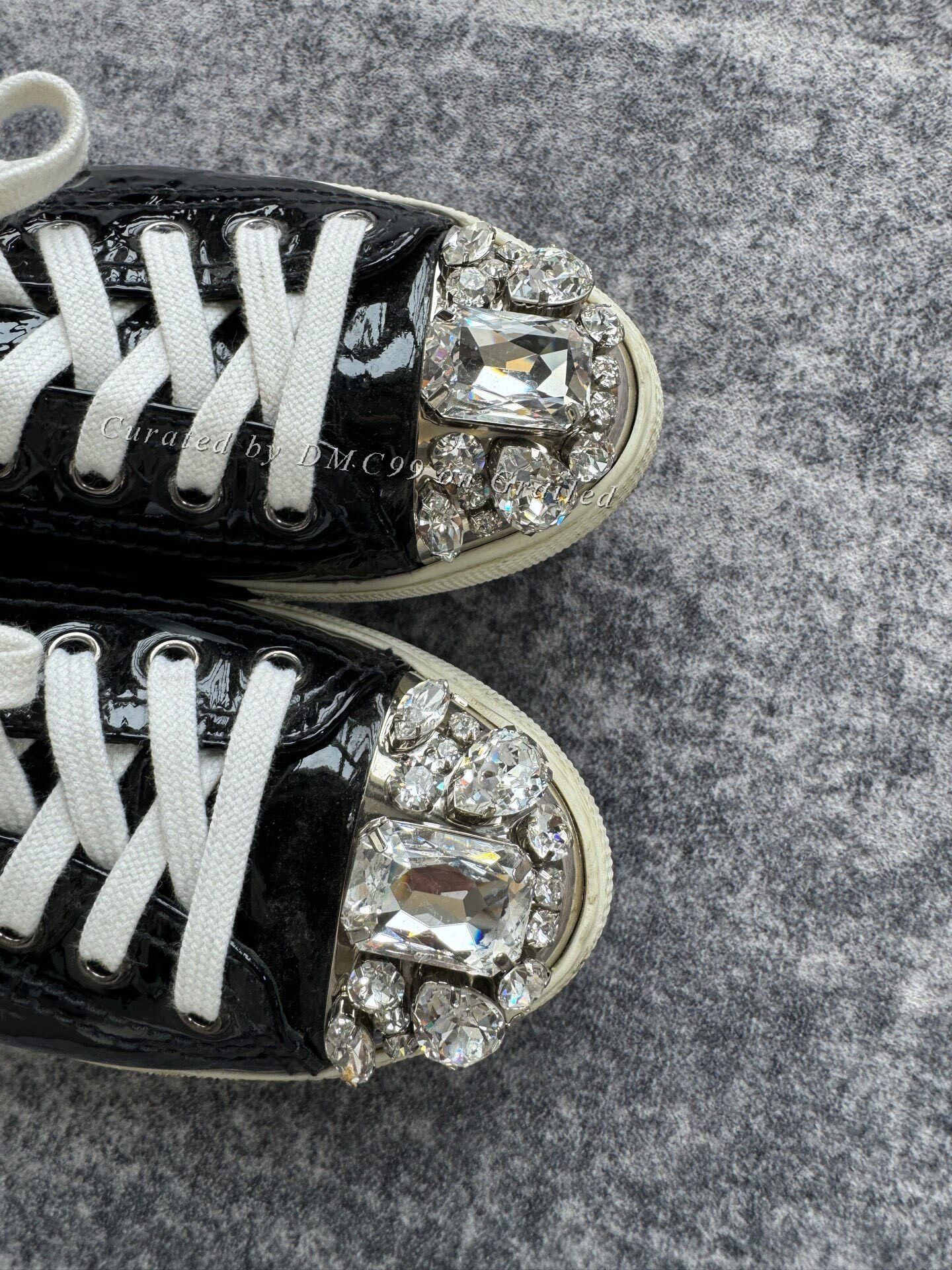 Miu Miu Miu Miu Patent Leather Rhinestone Sneakers Size US 4 / IT 34 - 6 Thumbnail