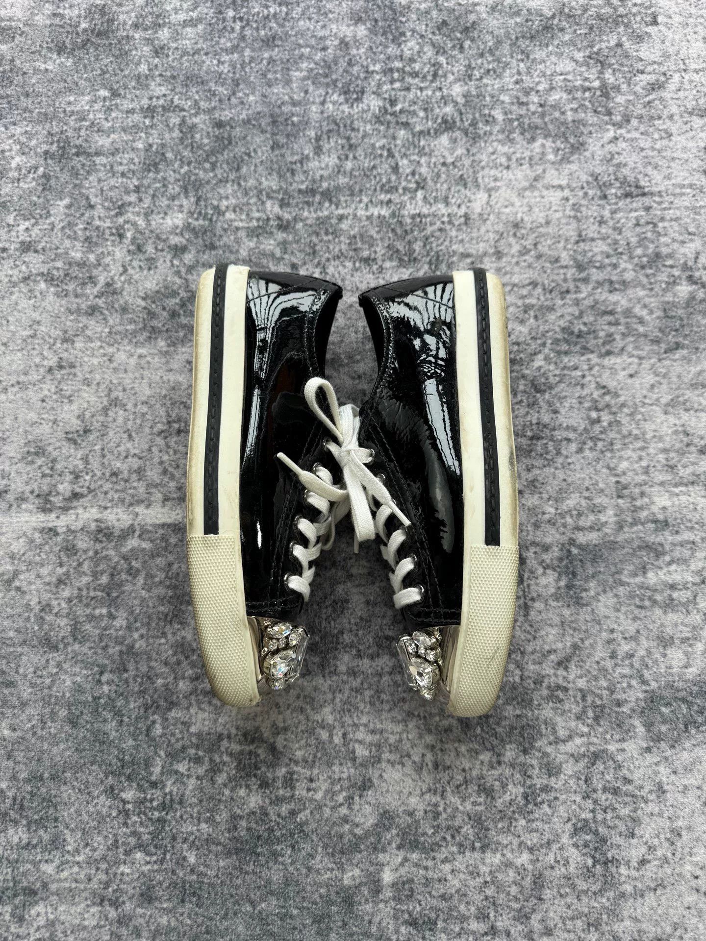 Miu Miu Miu Miu Patent Leather Rhinestone Sneakers Size US 4 / IT 34 - 4 Thumbnail