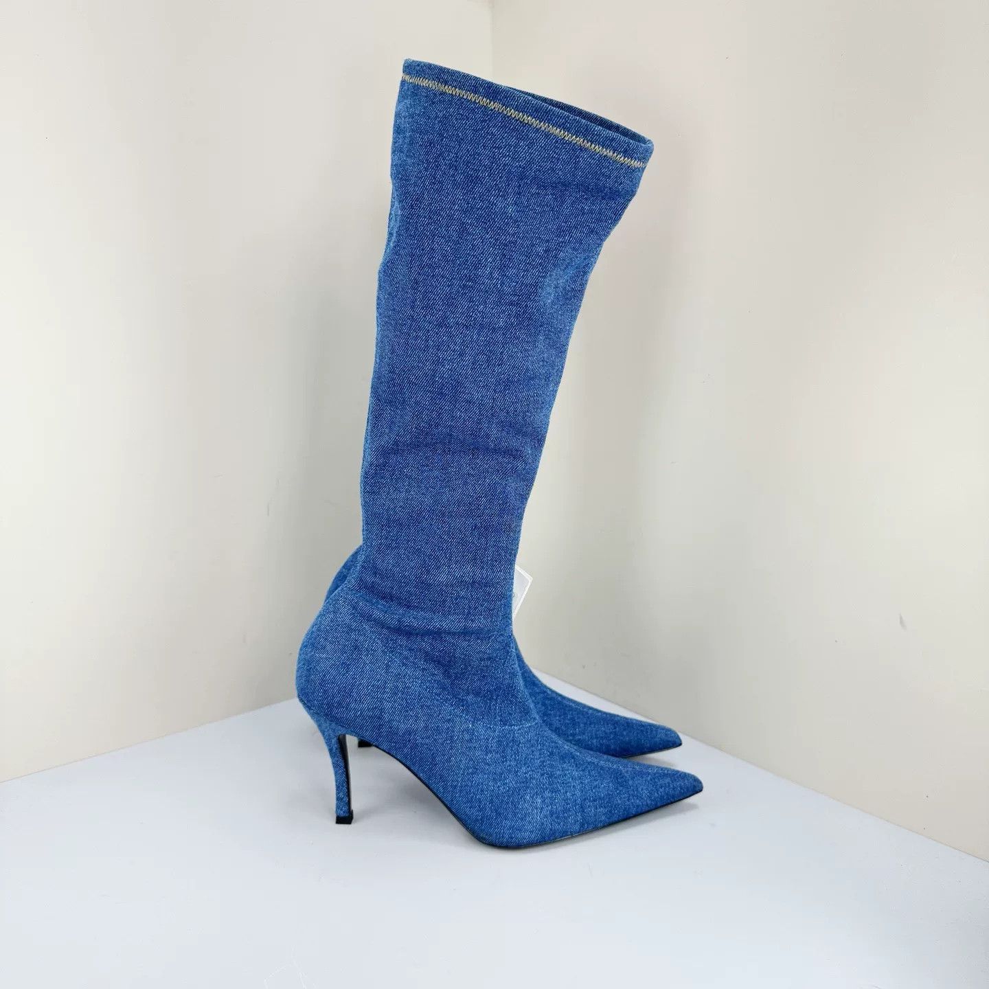 Diesel Diesel Denim Stretch Knee-High Boots Size US 6 / IT 36 - 4 Thumbnail